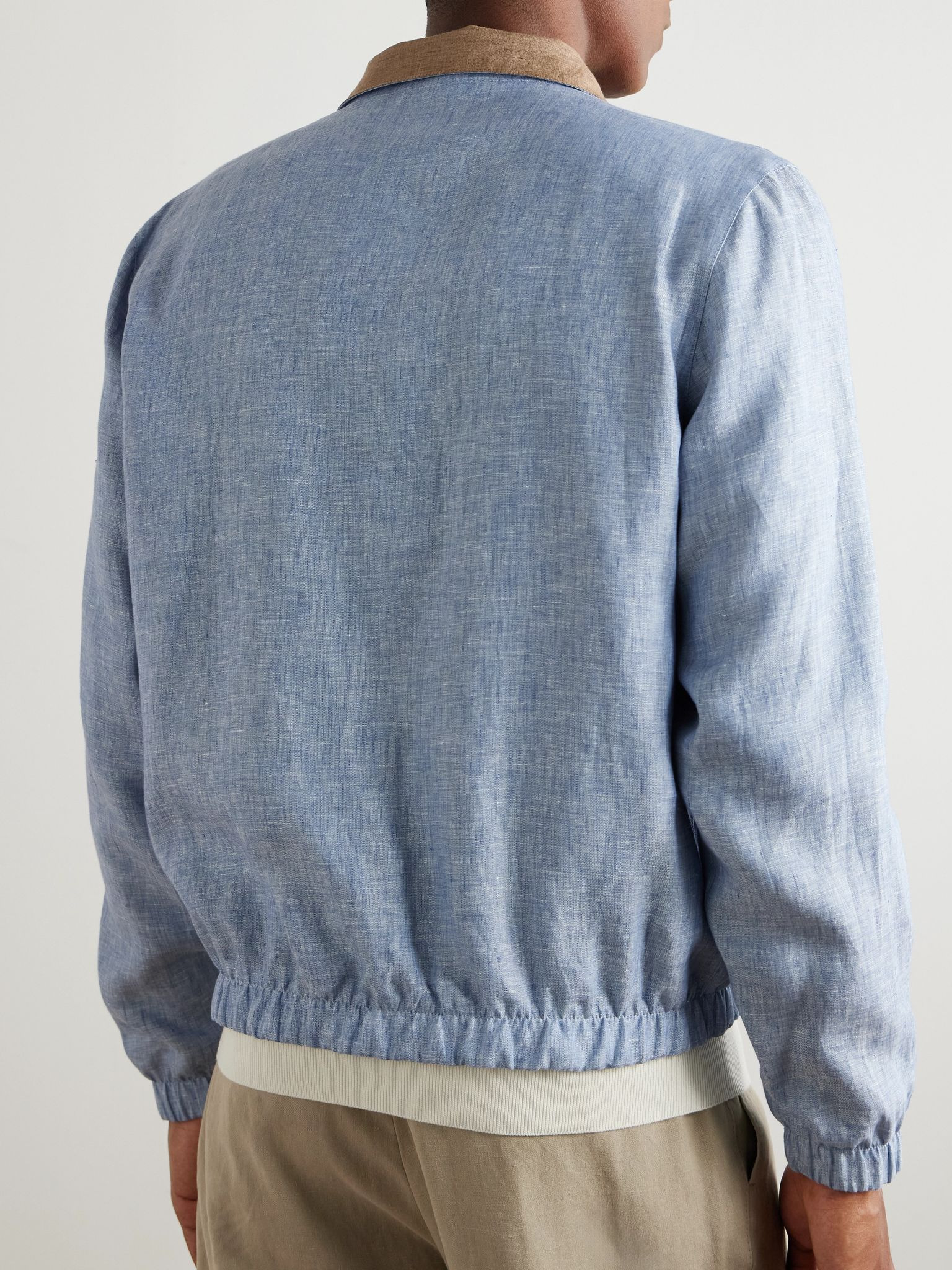 Reversible Linen Bomber Jacket Sky blue - 4