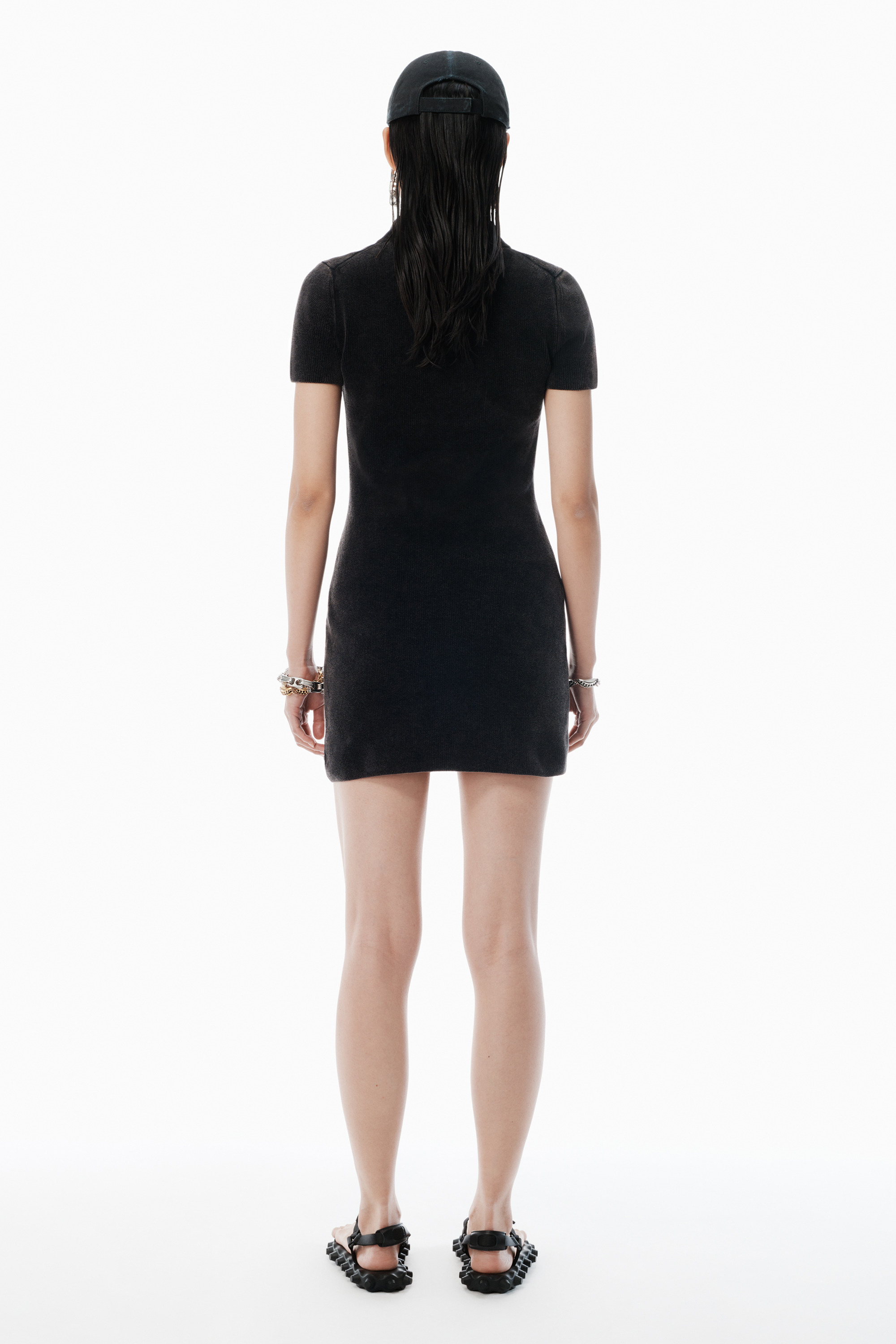 Black Cotton-Blend Chenille Minidress - 4