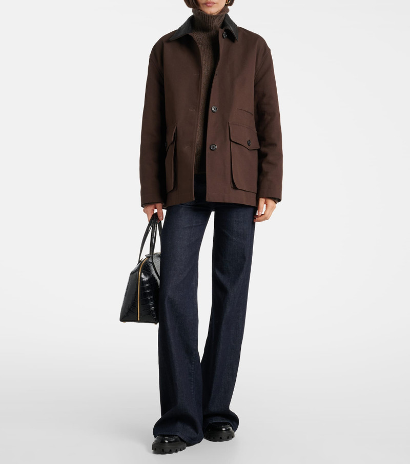 NILI LOTAN Leather-trimmed cotton jacket outlook