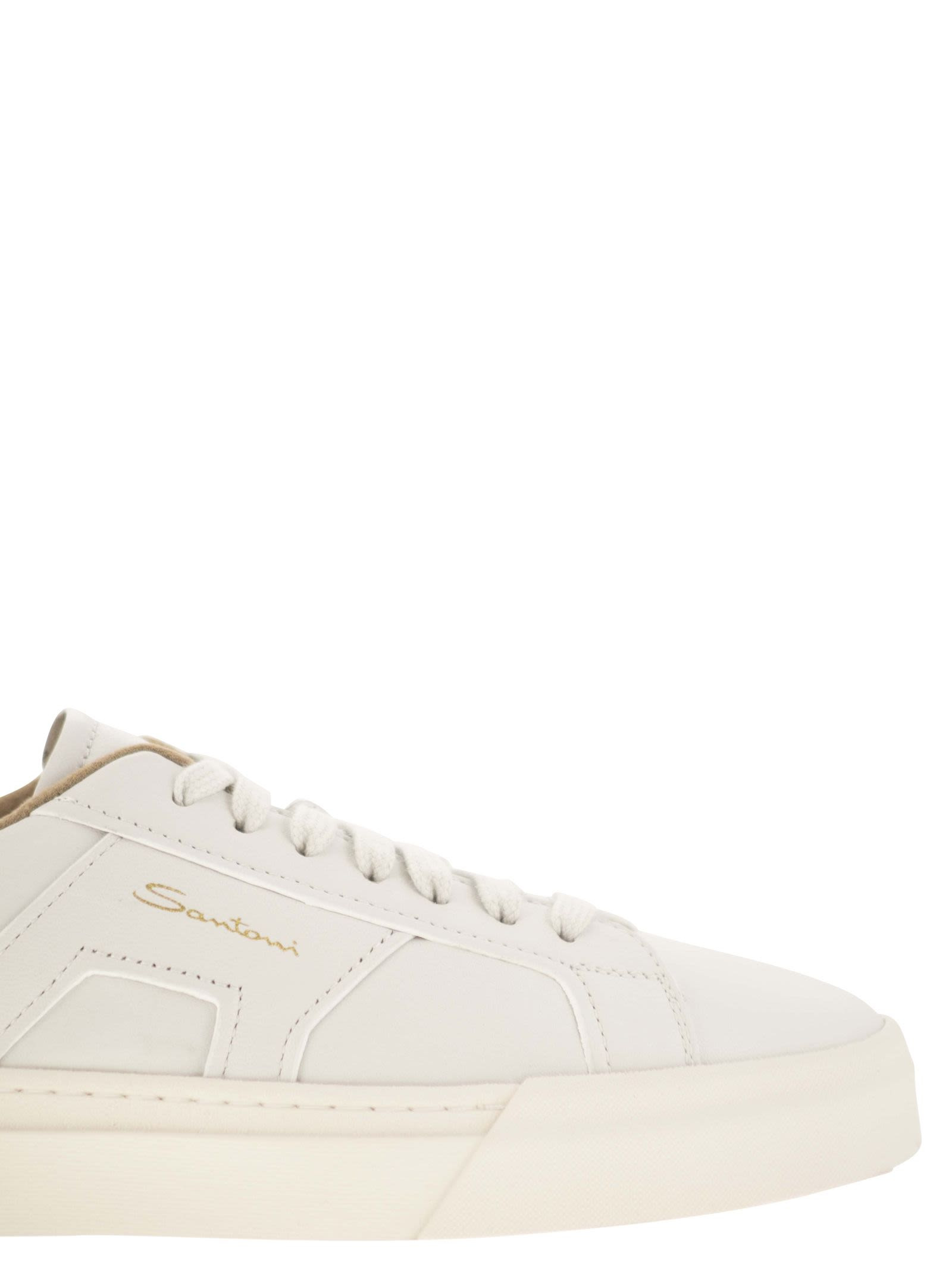 Santoni Men Tumbled Leather Double Buckle Trainer - 6
