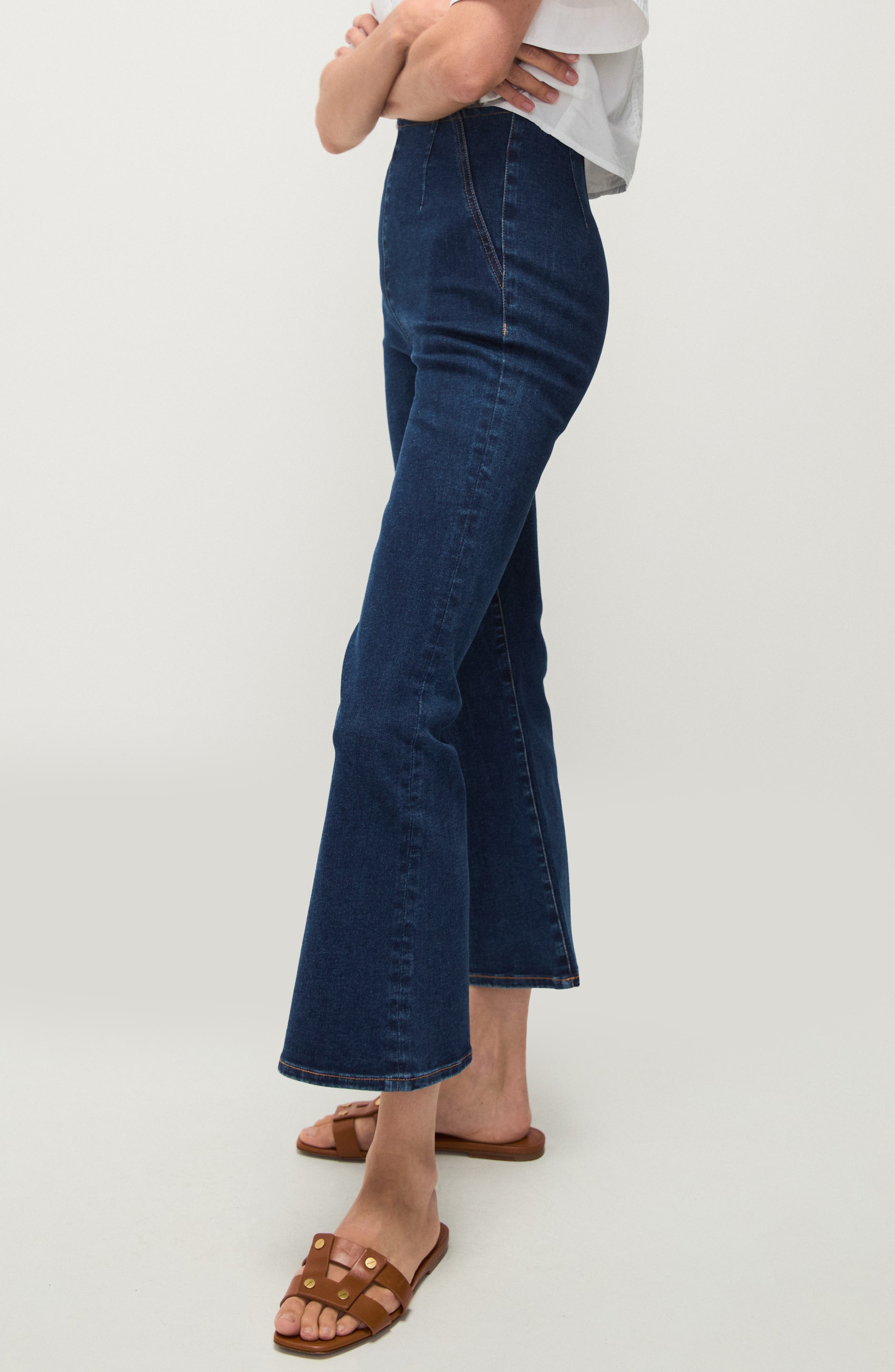 Veronica Beard Carson Off-Duty High Waist Ankle Flare Jeans in Bright Blue at Nordstrom - 4