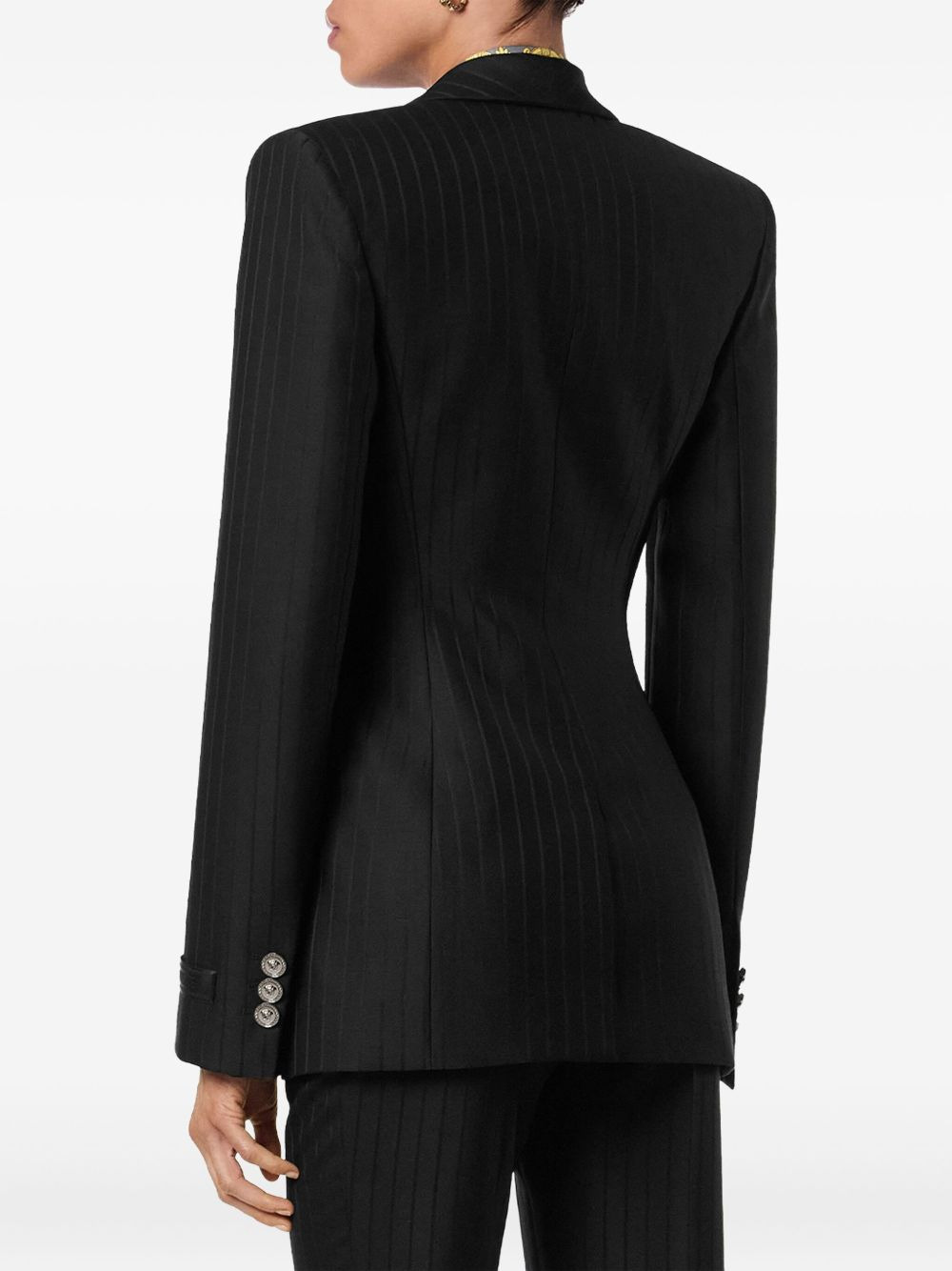 pinstripe single-breasted blazer - 4