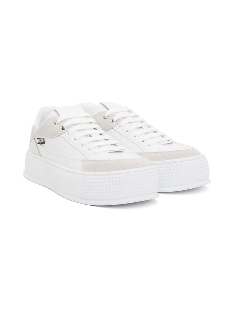 White & Gray Bumps & Stripes Sneakers 4