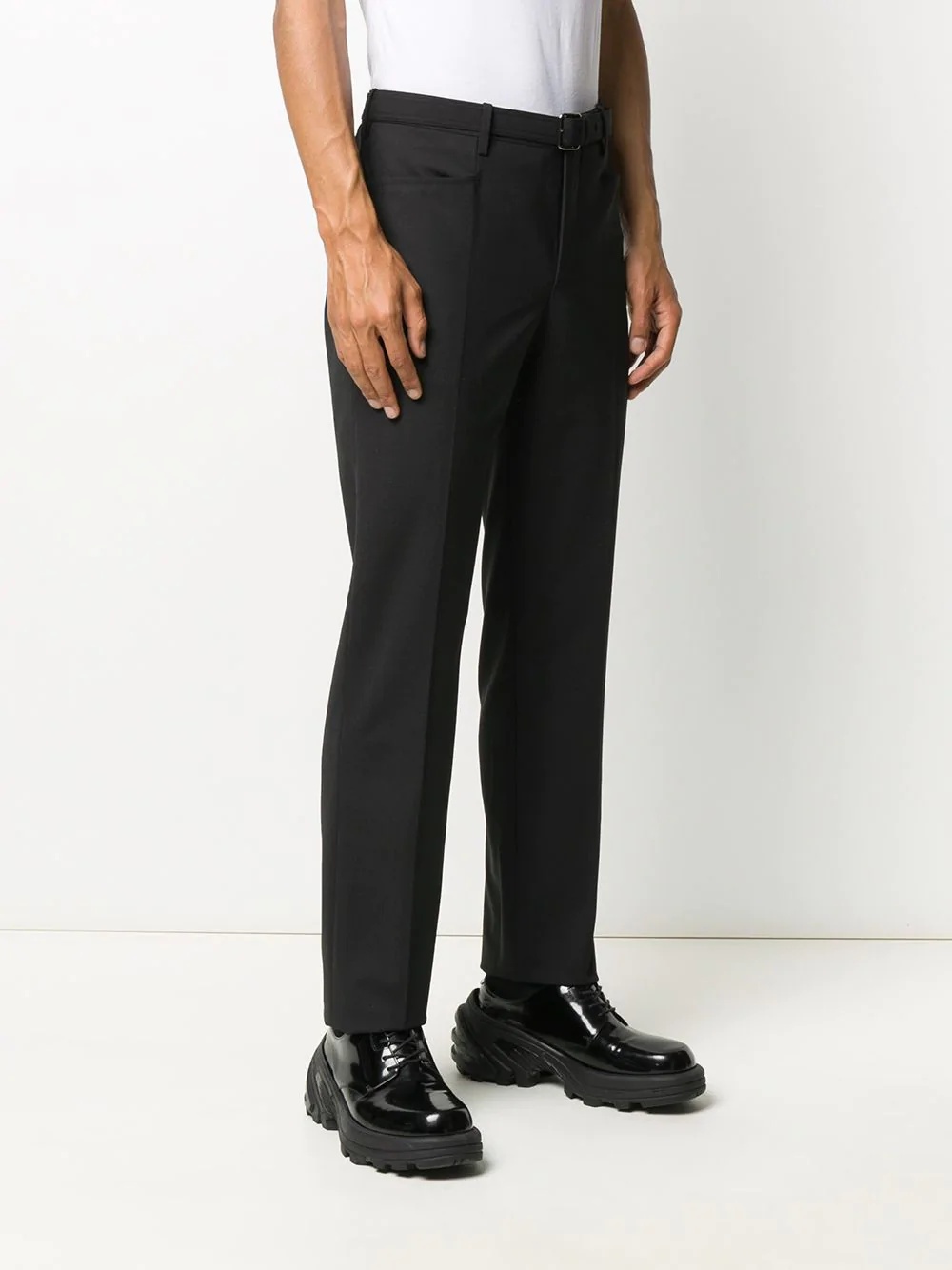 straight-leg belted trousers - 3