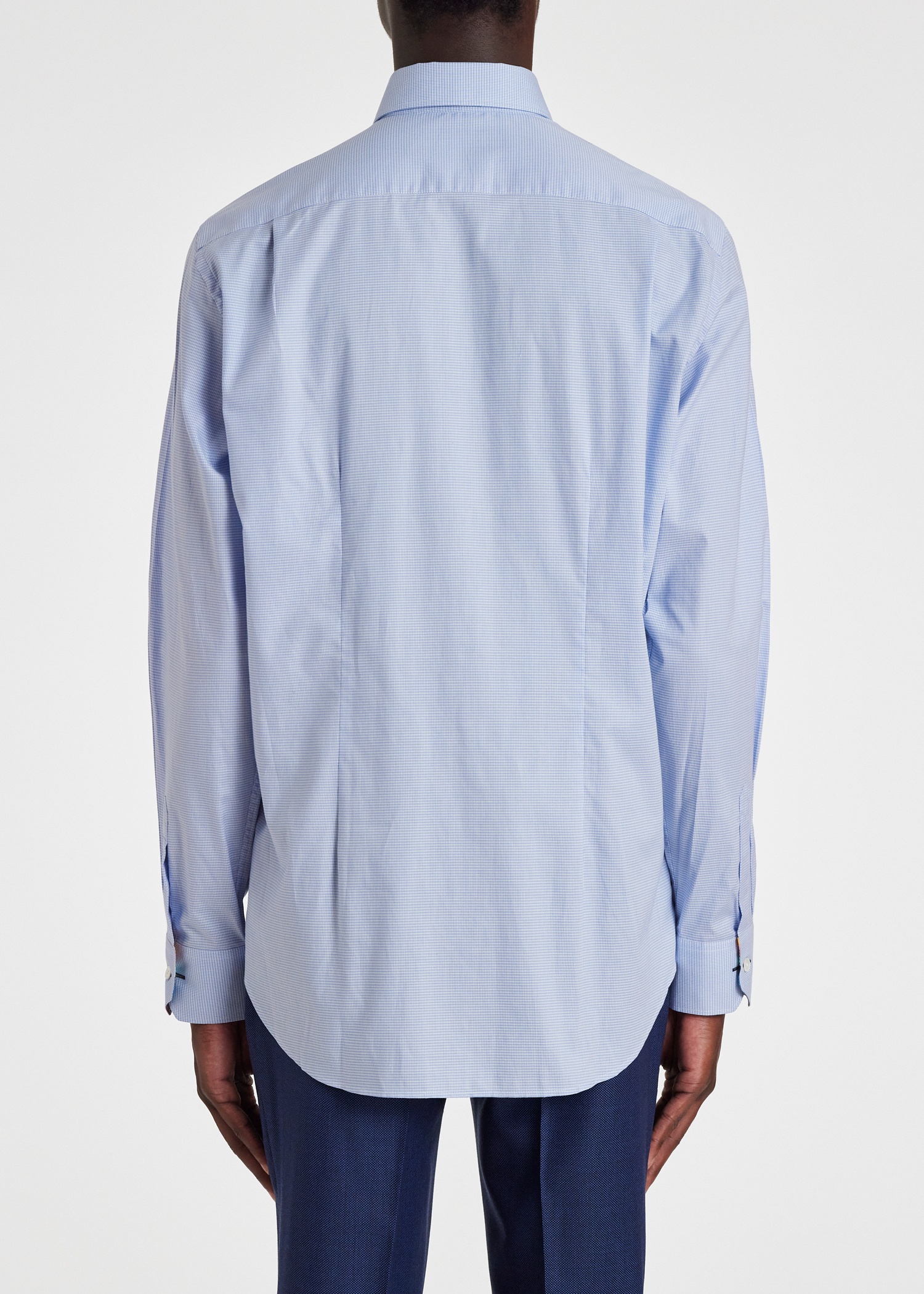 Tailored-Fit Light Blue 'Gingham' Easy Care Shirt - 4