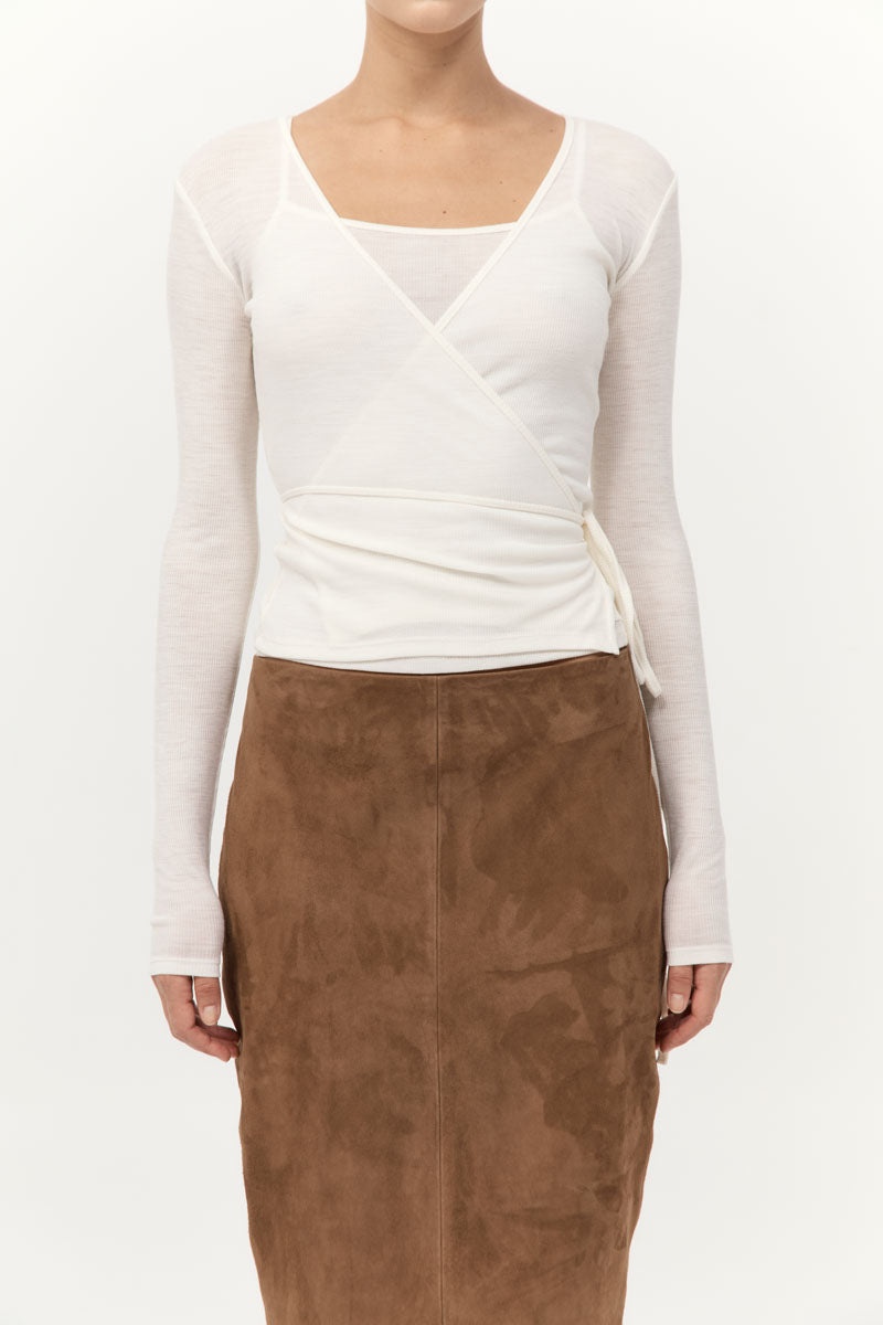 Baby Wool Wrap Top - Off White - 5