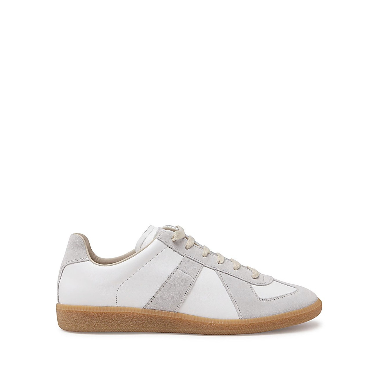 white and grey leather replica sneakers - 1