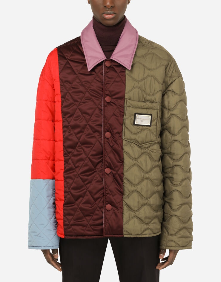 Reversible quilted nylon jacket with plate - 1