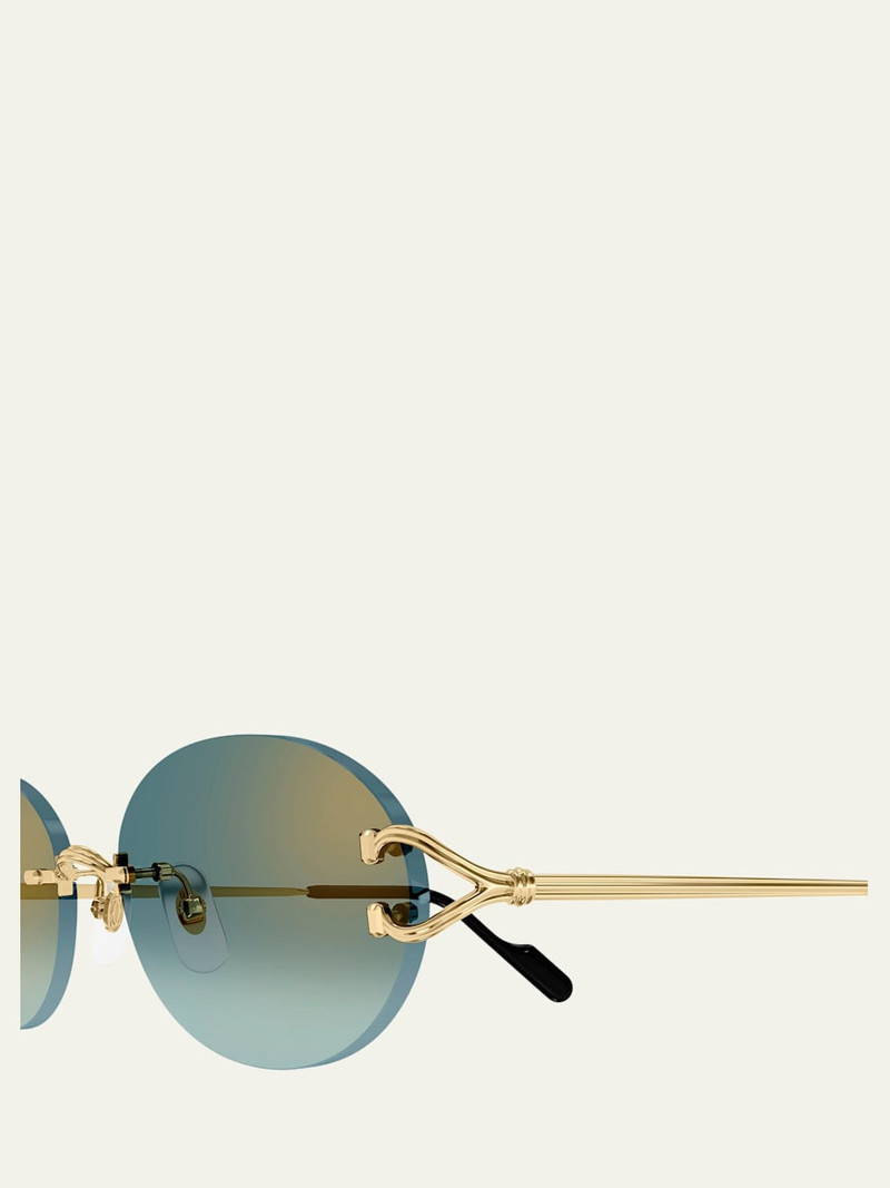 Cartier Décor C de Cartier 55mm Oval Metal Sunglasses outlook