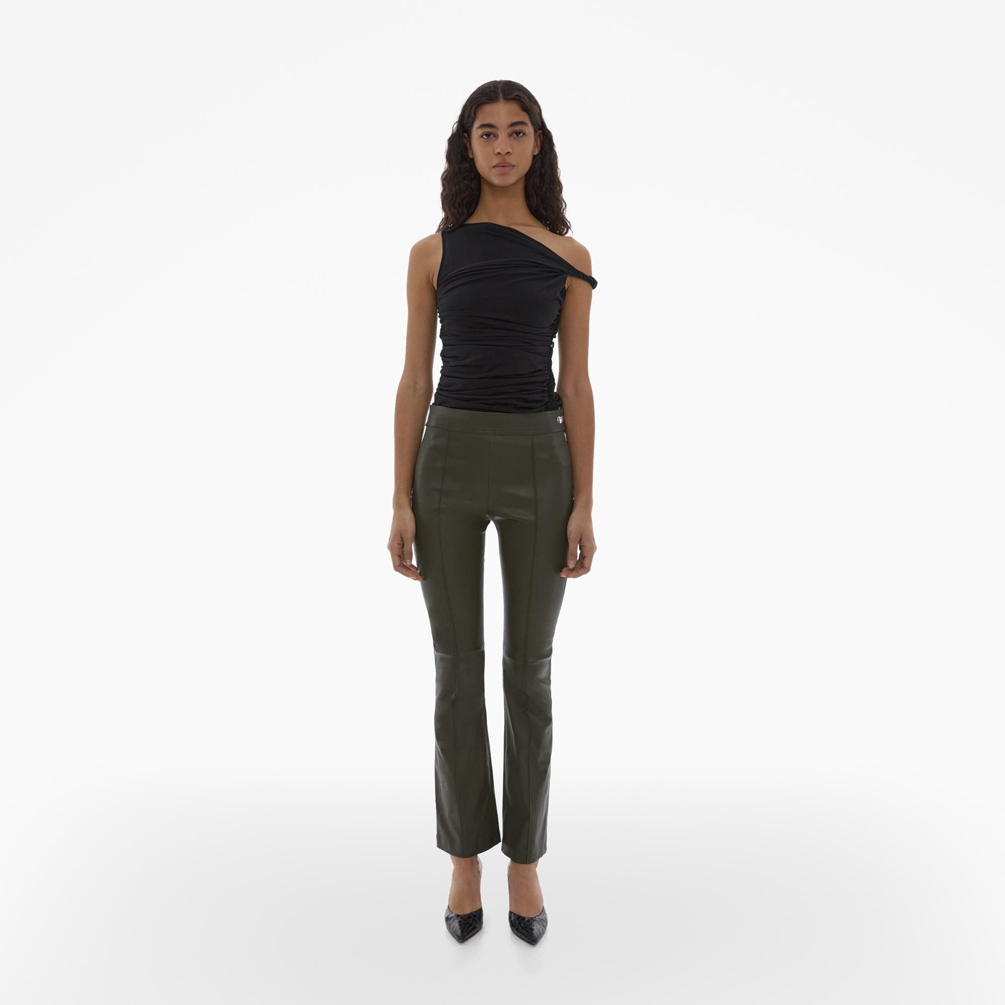 CROPPED FLARE LEATHER PANT - 2