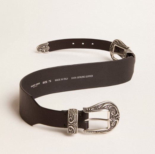 【送料&関税込】Golden Goose Double Buckled Belt Golden Goose WOMEN'S DOUBLE BUCKLE WASHED LEATHER BELT
