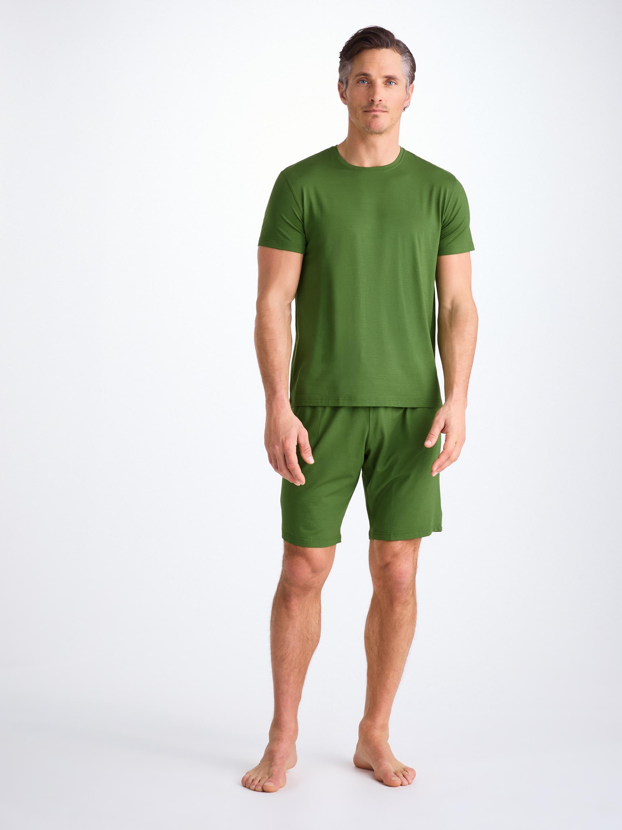 Men's Lounge Shorts Basel Micro Modal Stretch Leaf Green - 3