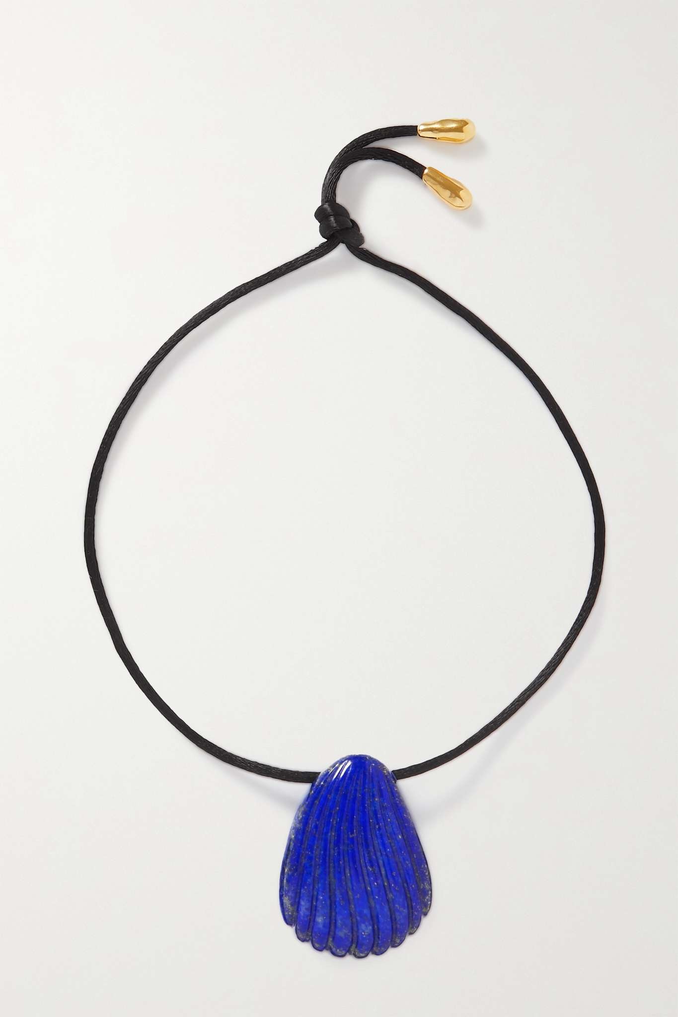 Small Coquille Pendant gold vermeil, lapis lazuli and silk necklace - 1