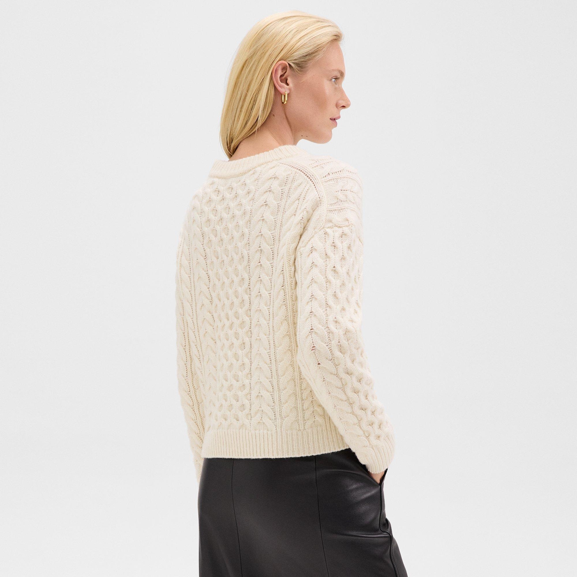 Cable Knit Sweater in Felted Wool-Cashmere - 4