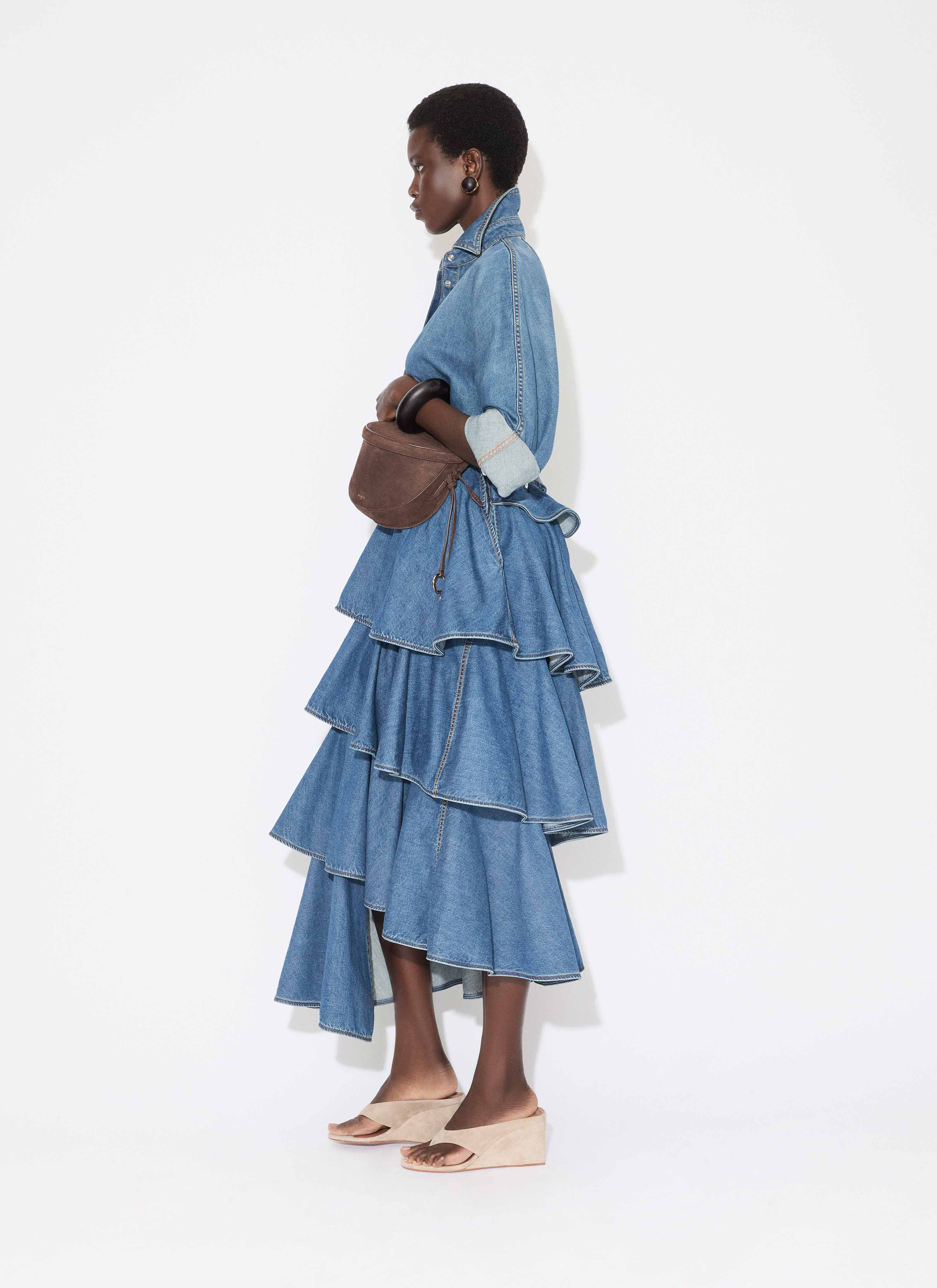 DENIM SPIRAL SKIRT - 5