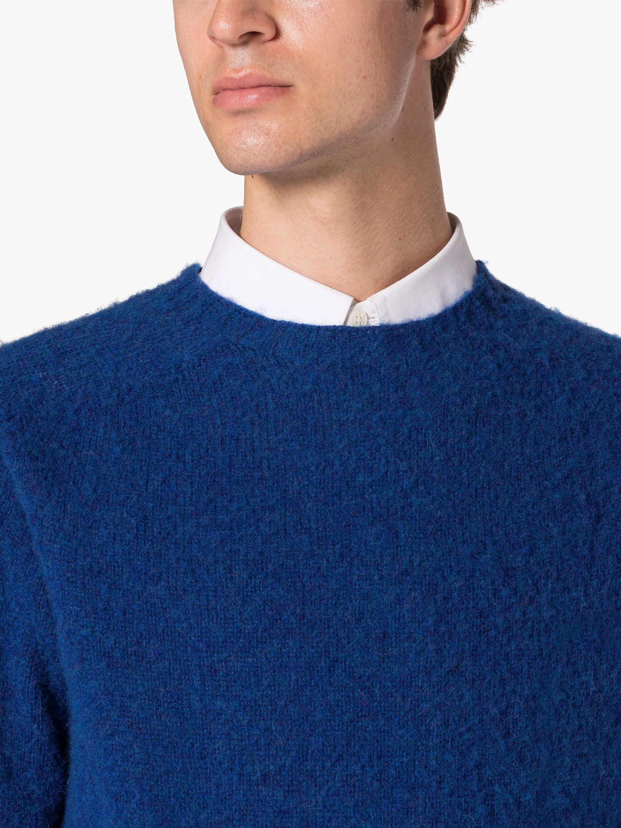 HUTCHINS BLUE WOOL CREWNECK SWEATER - 5