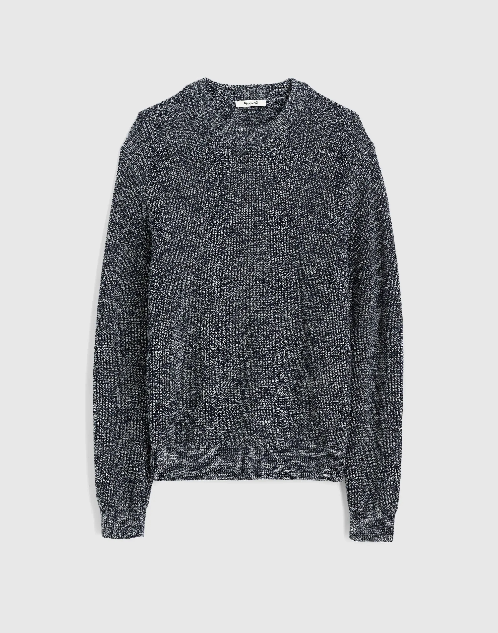 Cotton Shaker-Stitch Crewneck Sweater - 1