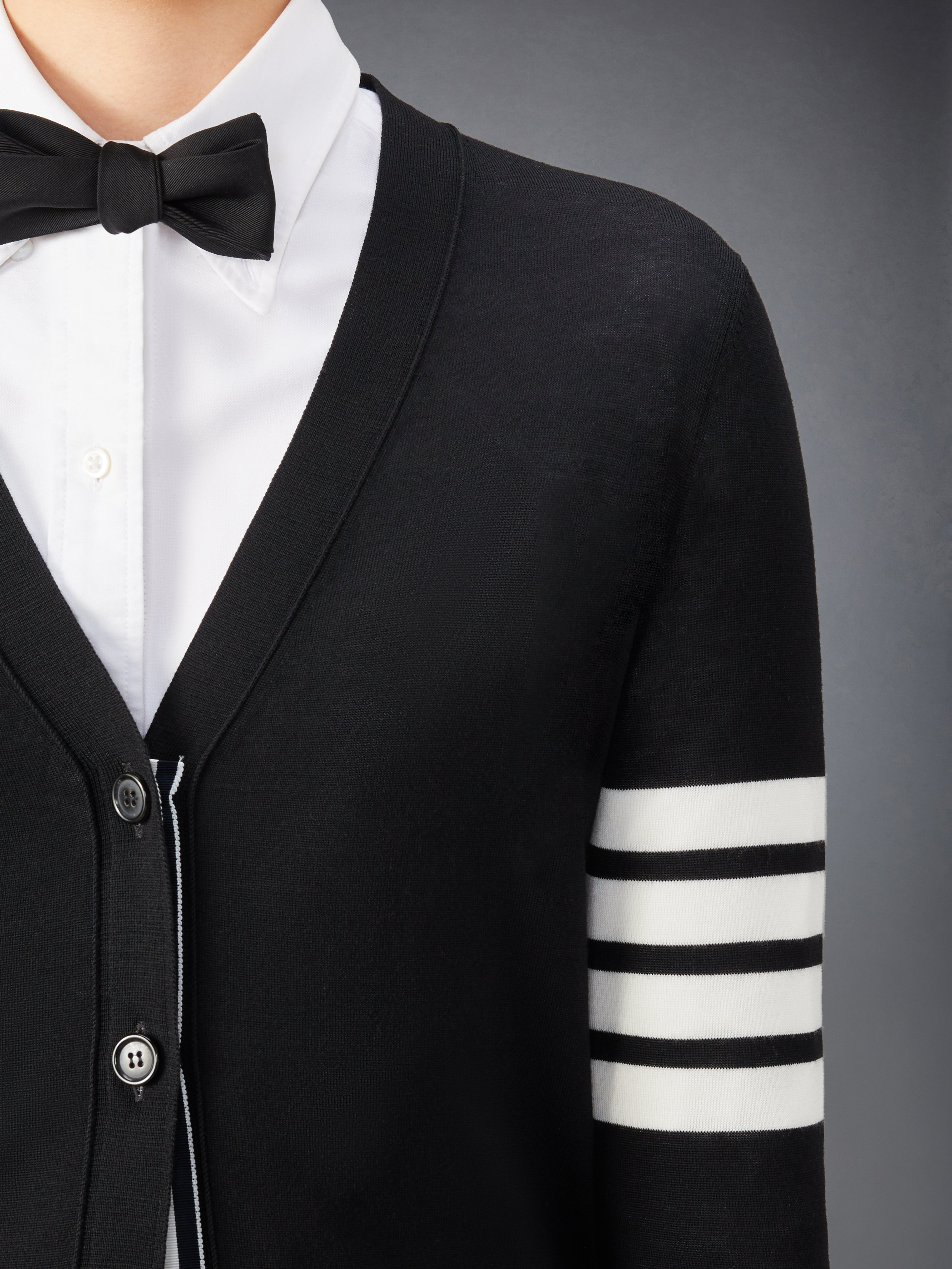 Fine Merino Wool 4-Bar Relaxed Fit Cardigan - 6