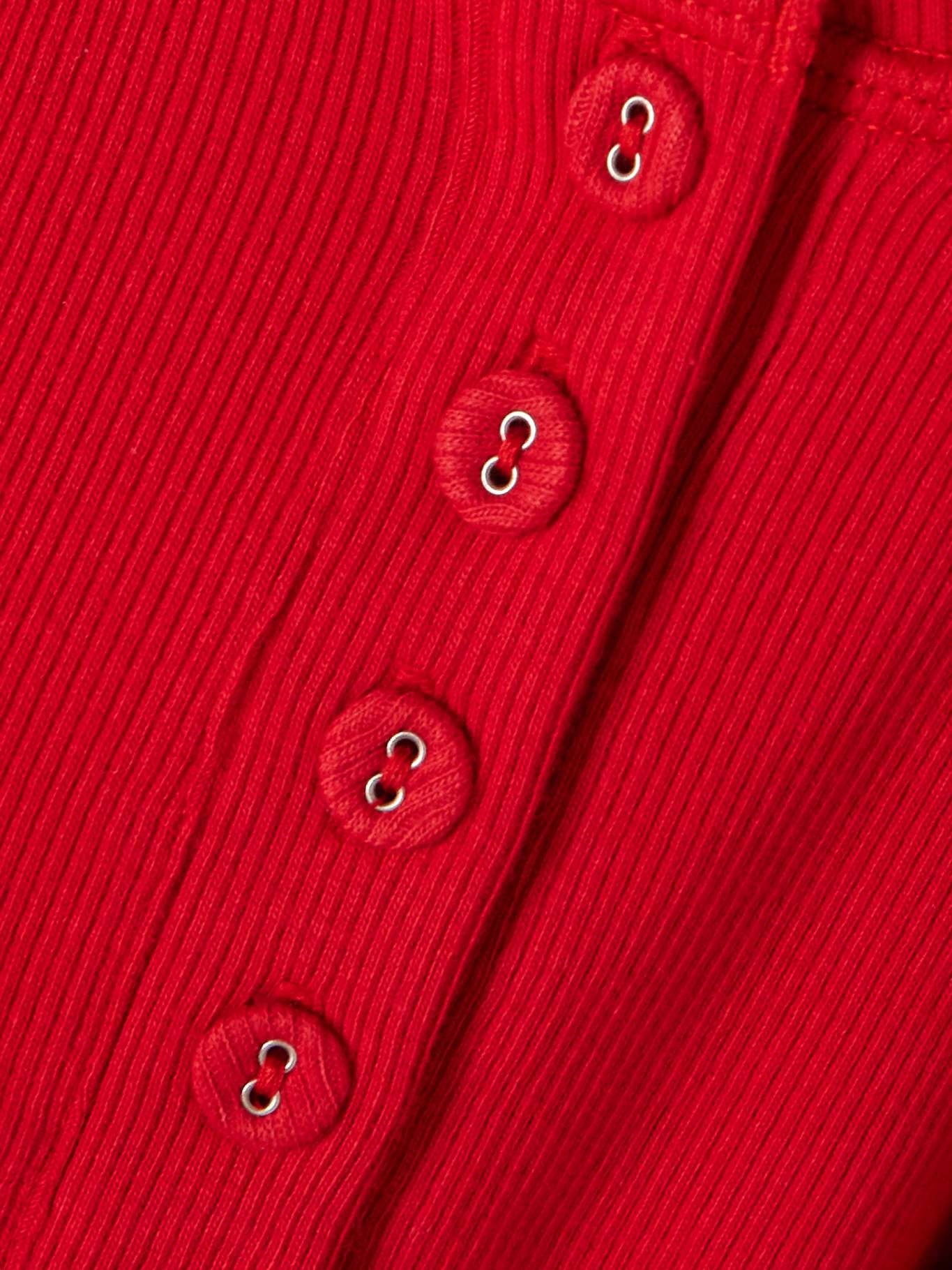 Long Sleeve Crop Henley - Cranberry Red - 4