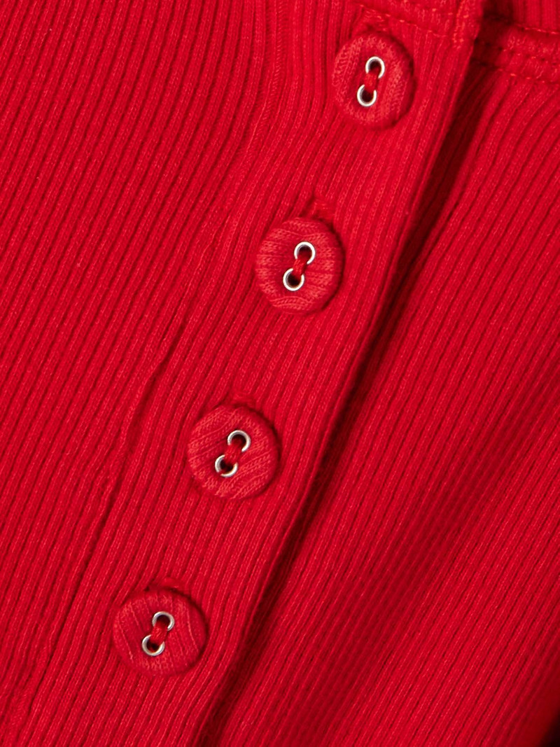 Long Sleeve Crop Henley - Cranberry Red 4