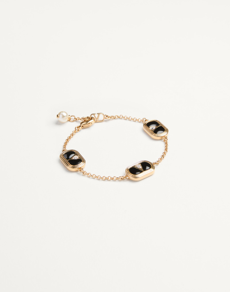 OVAL BRACELET IN METAL, ENAMEL, CRYSTALS AND SWAROVSKI® PEARL 3