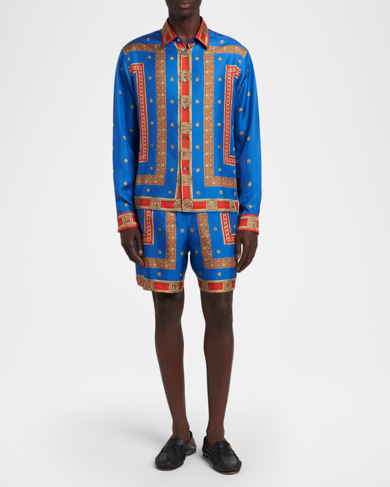 VERSACE JEANS COUTURE Men & apos;s Barocco Button-Front Silk Shirt outlook