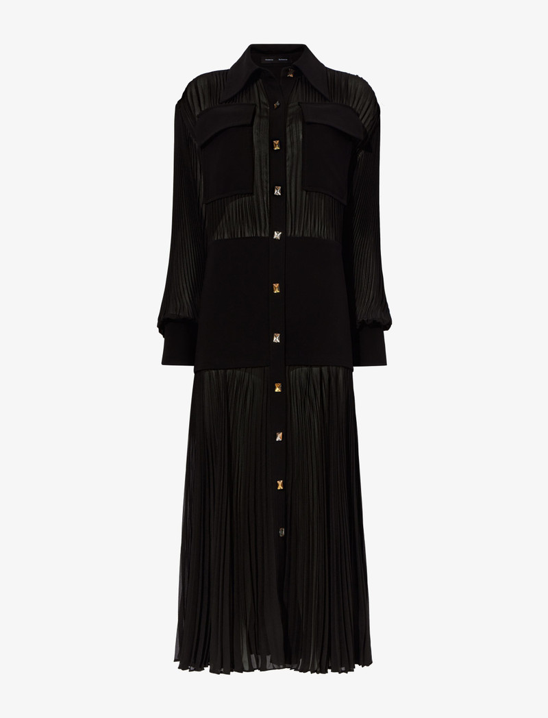 Sheer Pleated Flou Dress - 1