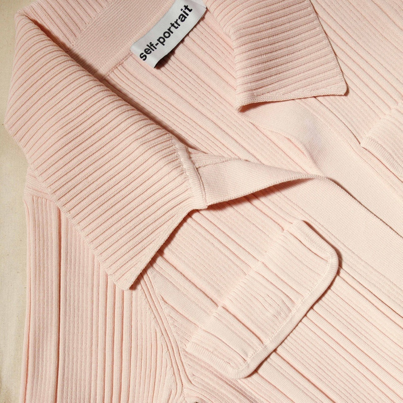self-portrait Pink Viscose Knit Midi Dress - RS23-058M-P | REVERSIBLE