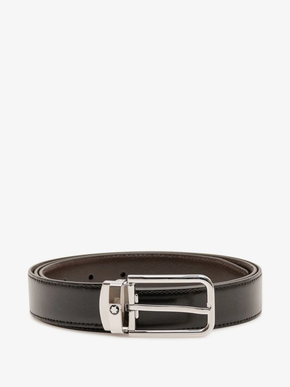 rectangular-buckle leather belt - 1