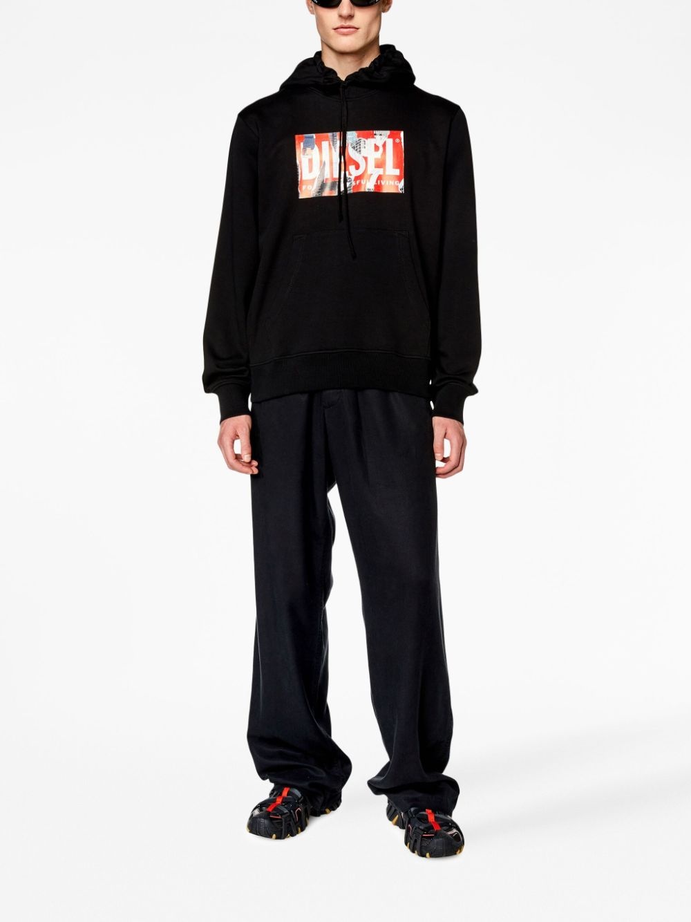 logo-print cotton hoodie - 2