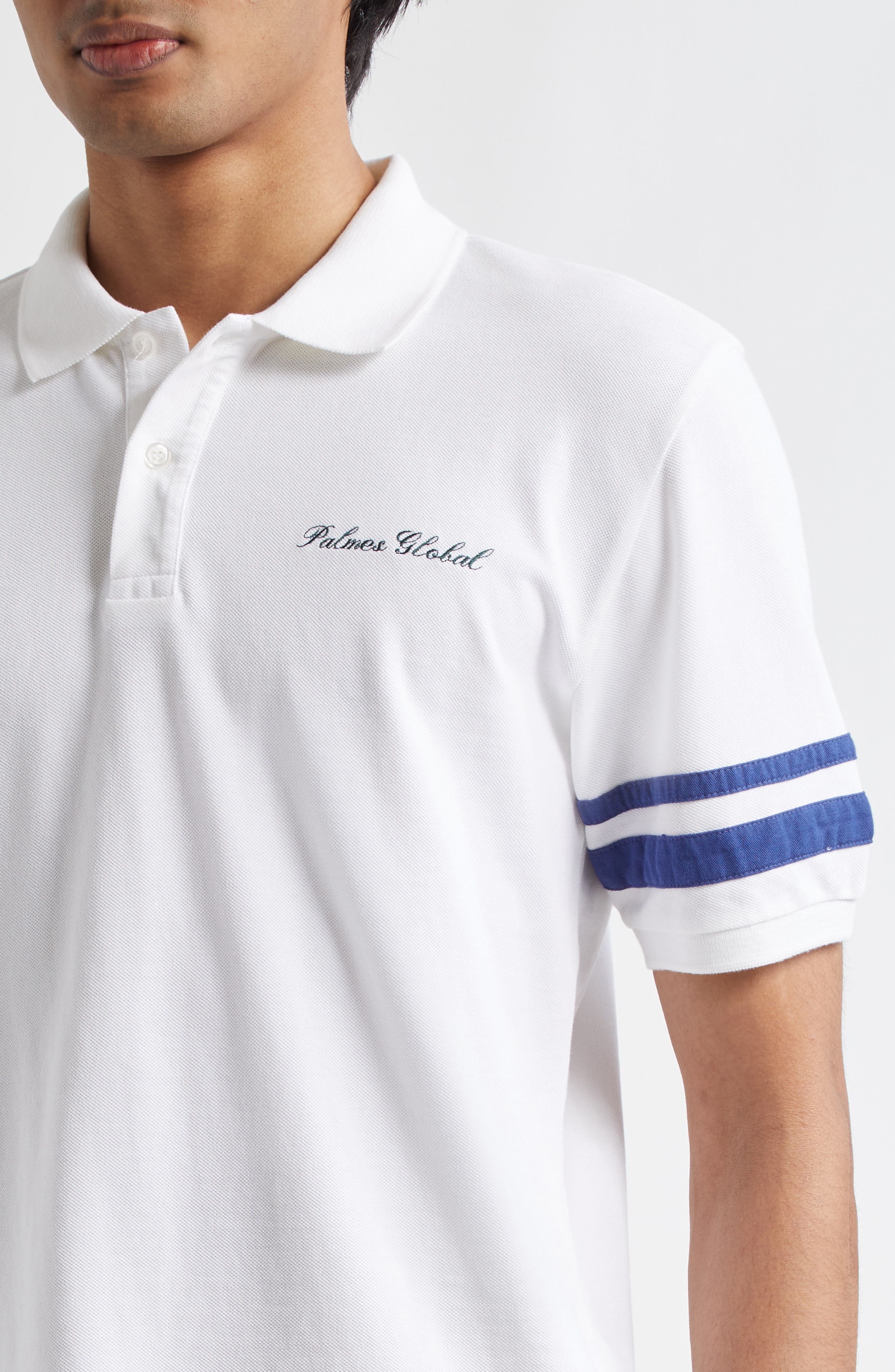 PALMES Global Cotton Piqué Polo in White at Nordstrom - 5