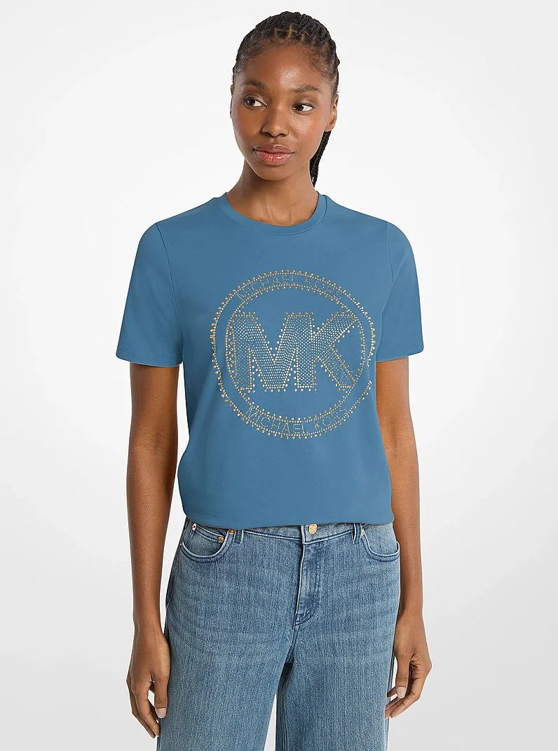 Studded Logo Charm Organic Cotton Jersey T-Shirt - 1