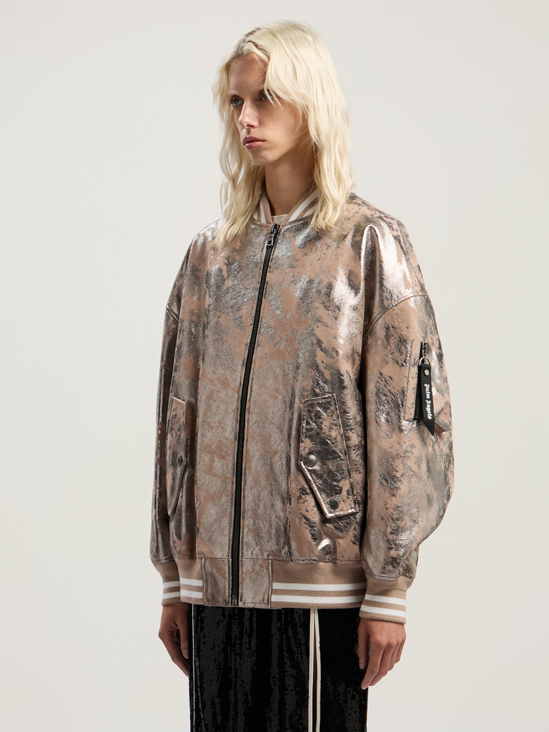 Laminated Leather Bomber Jacket 3