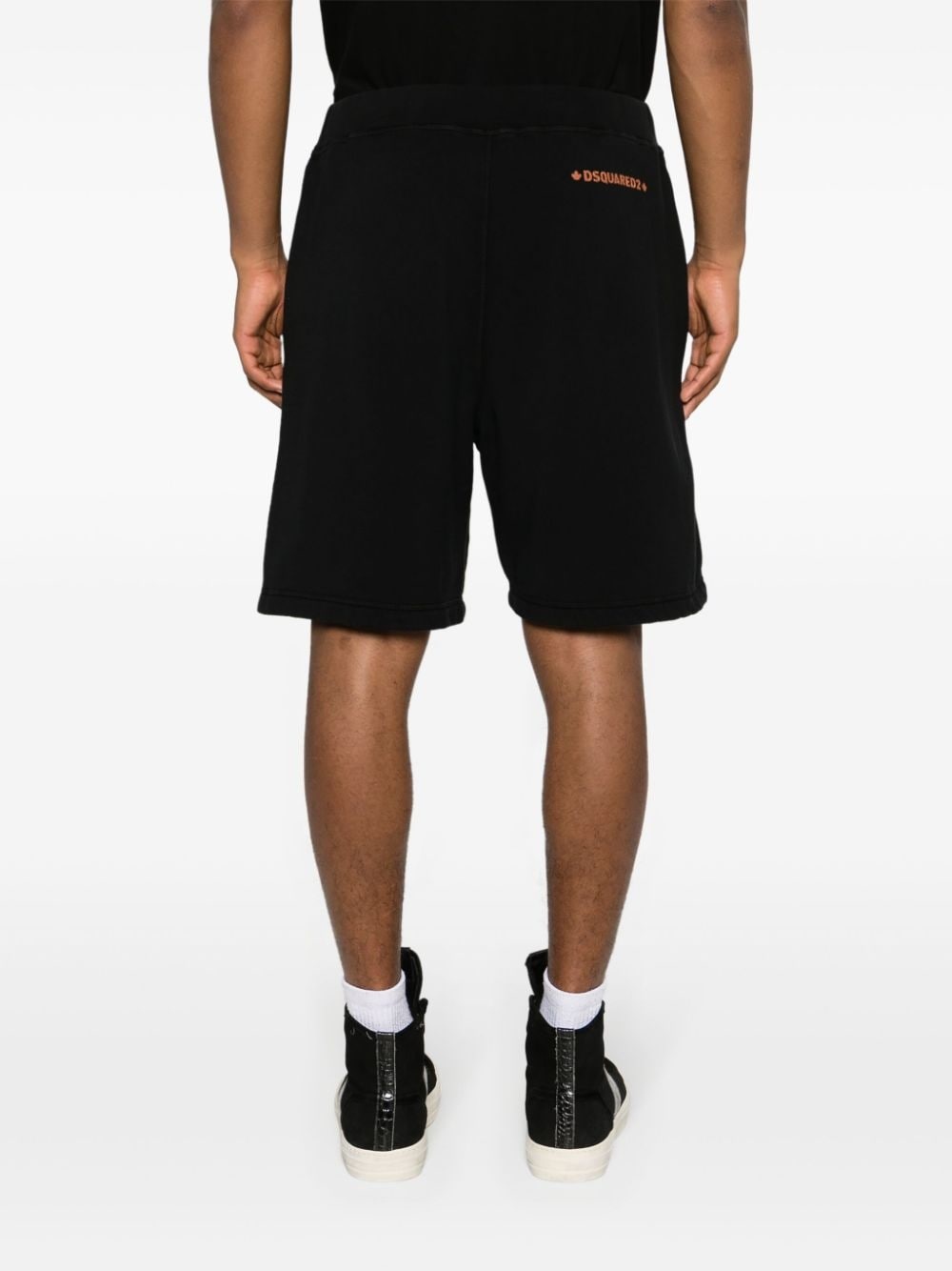 logo-print cotton track shorts - 4