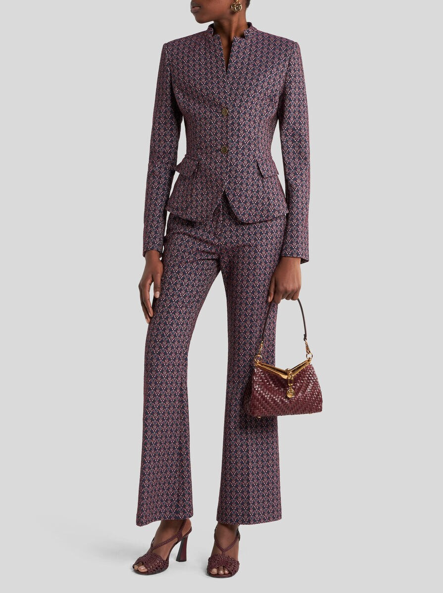 FLARED COTTON-BLEND JACQUARD TROUSERS - 4