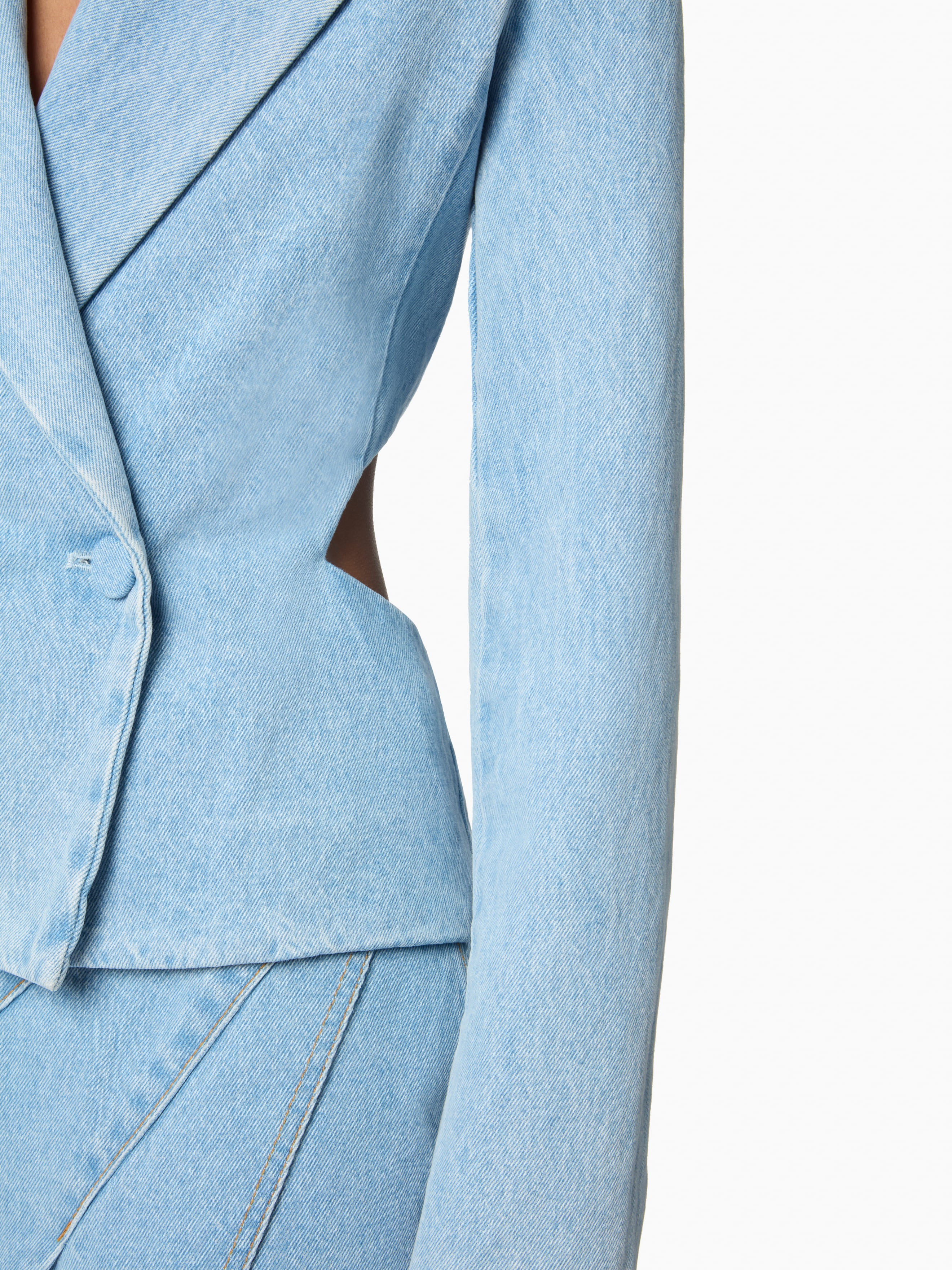 Open Back Denim Blazer - 3