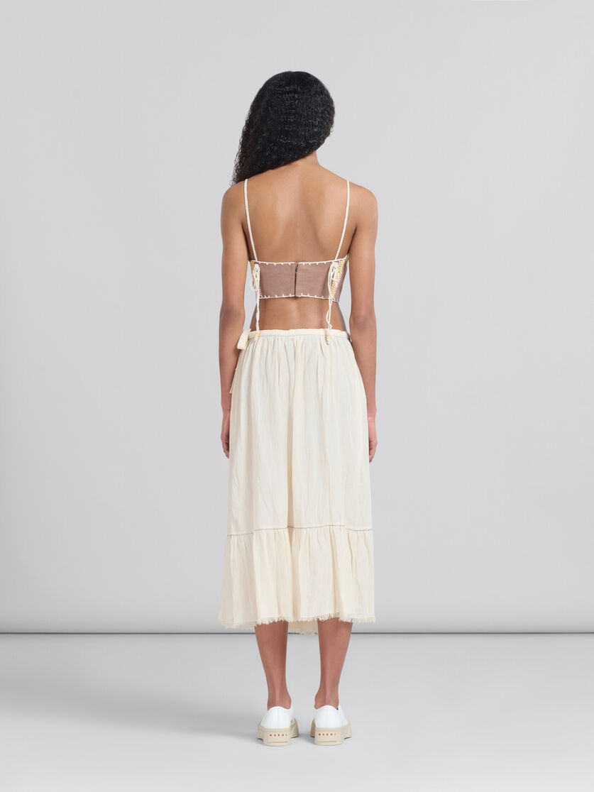 LIGHT BEIGE ORGANIC CHEESECLOTH SKIRT WITH FLOUNCE - 3