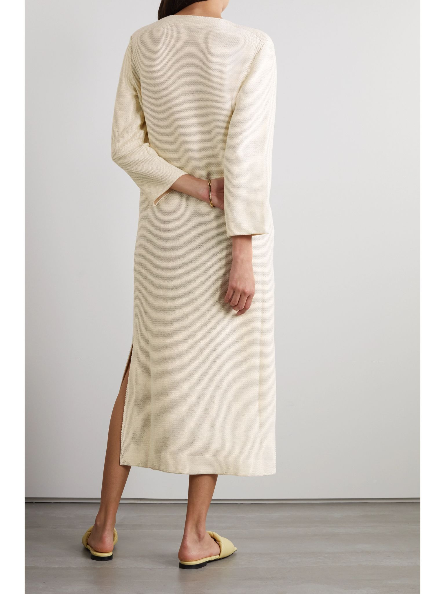 Beirut ribbed cashmere and silk-blend midi dress Beige - 3