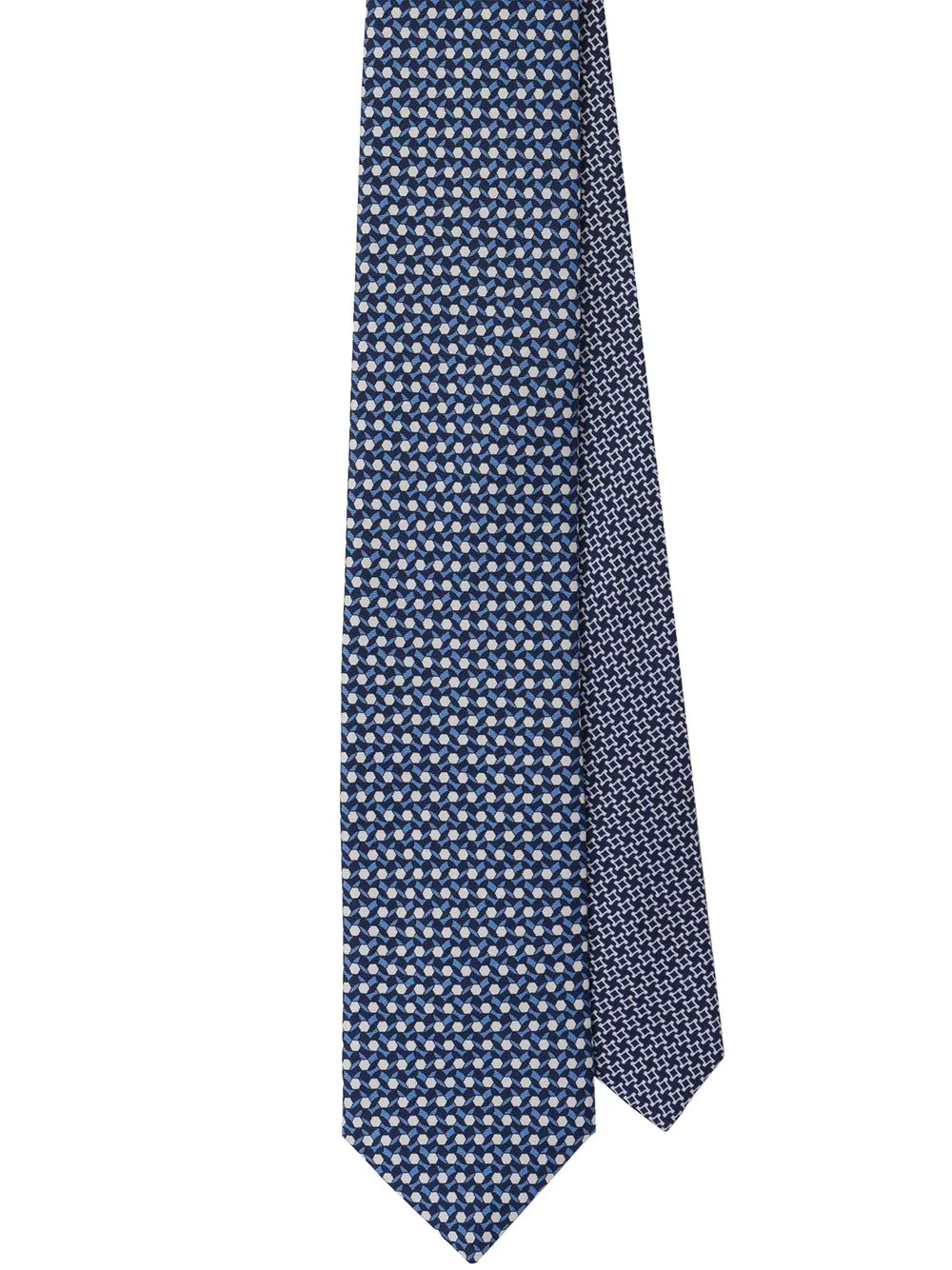 geometric print silk tie - 1