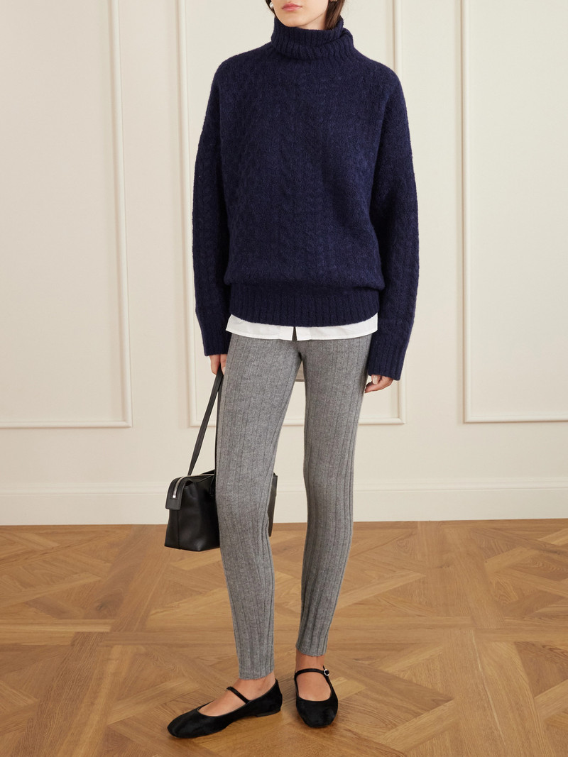The Elder Statesman Cable-knit Cashmere And Silk-blend Turtleneck Sweater outlook