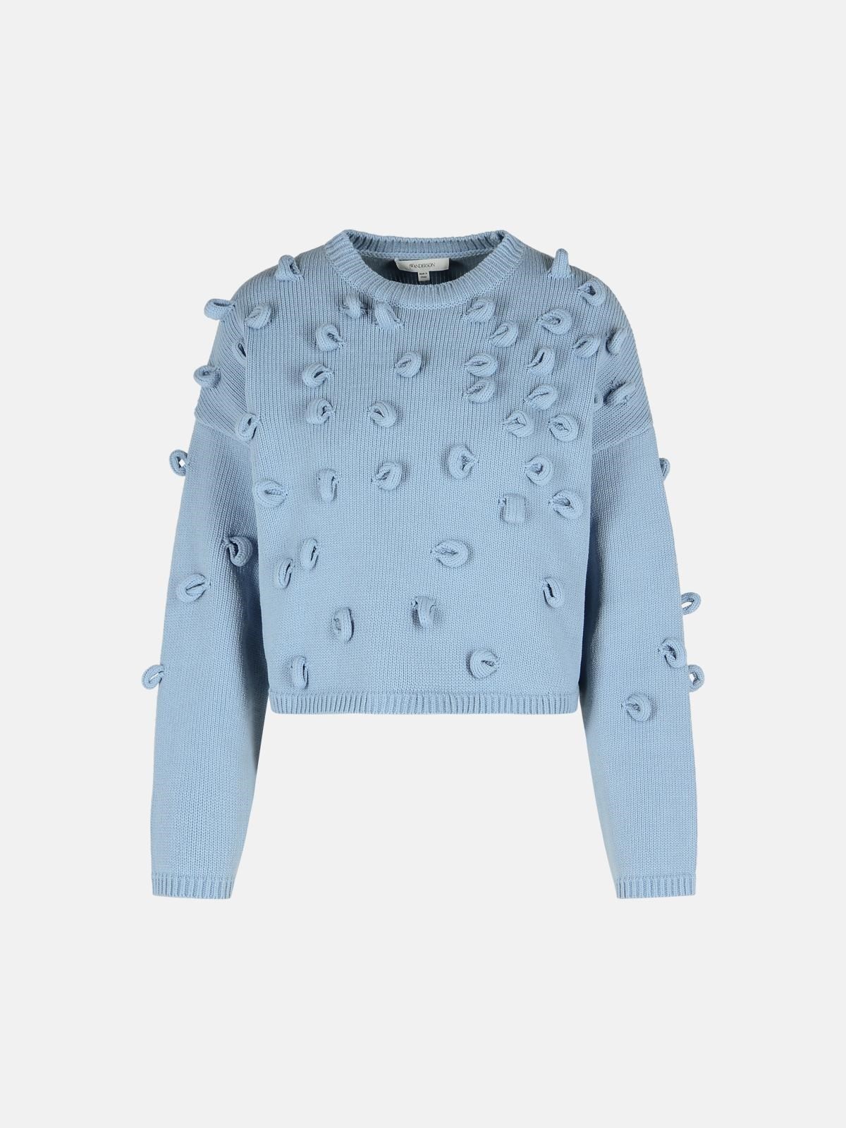 'CROP' SWEATER IN LIGHT BLUE COTTON BLEND - 1