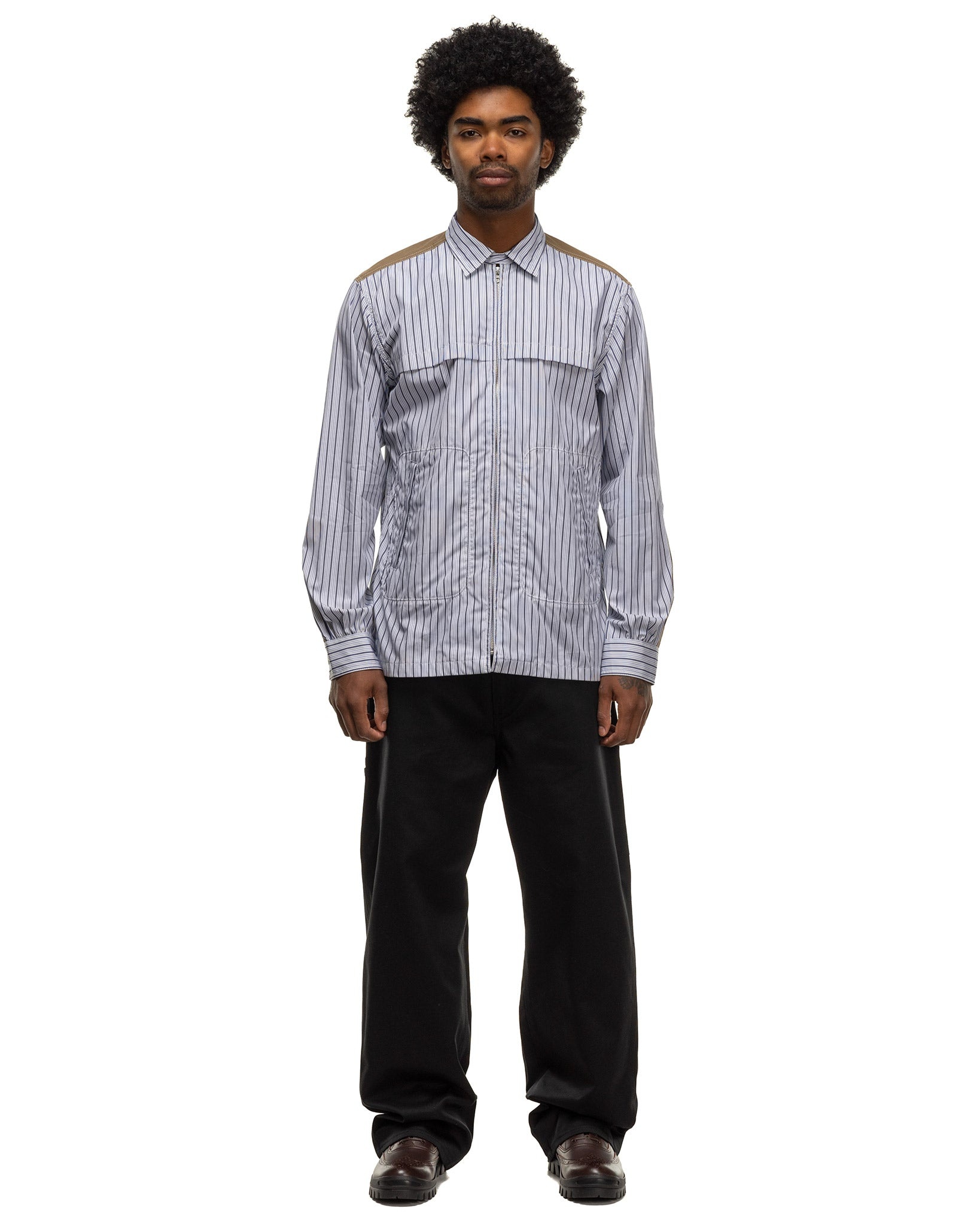 Men's Cotton Stripe Shirt White/Navy - 2
