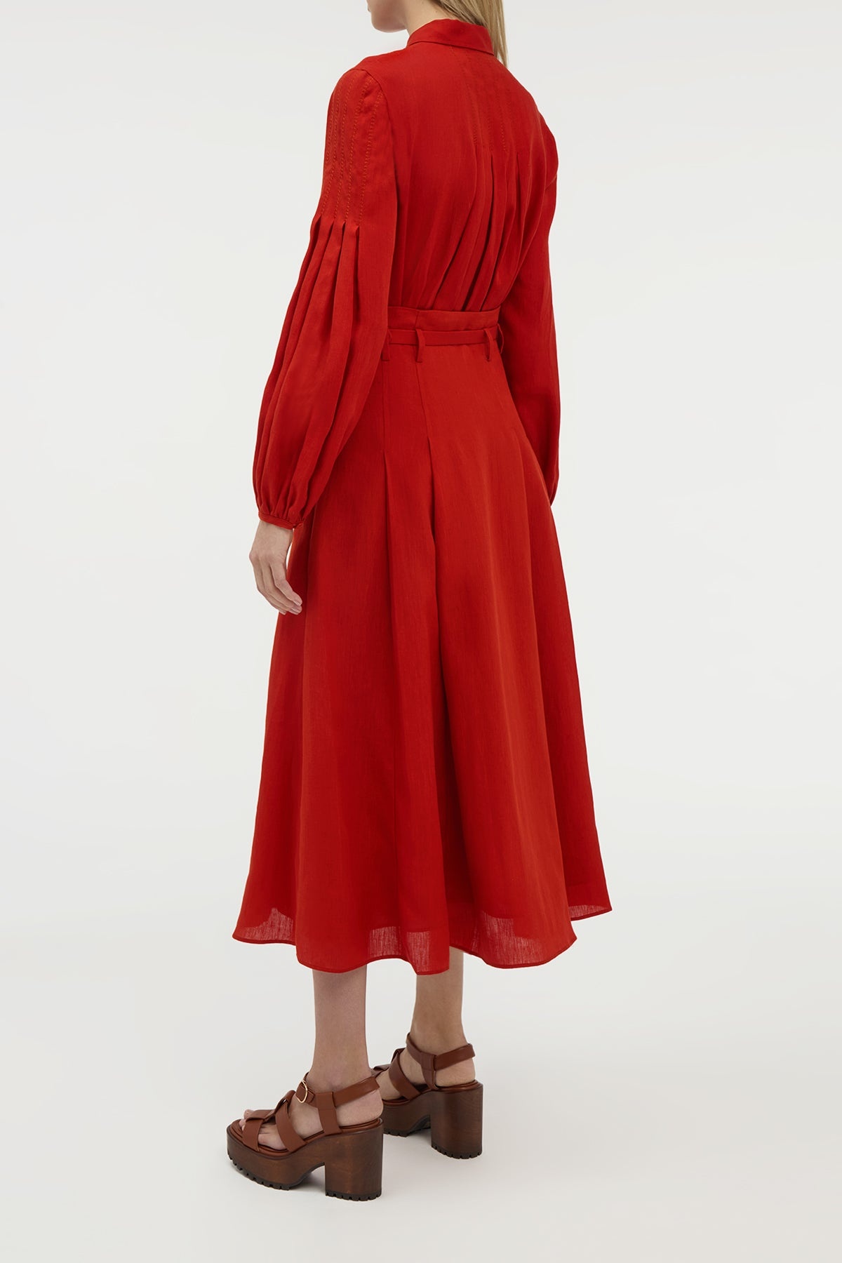 Inga Blouse in Antelope Orange Aloe Linen - 4