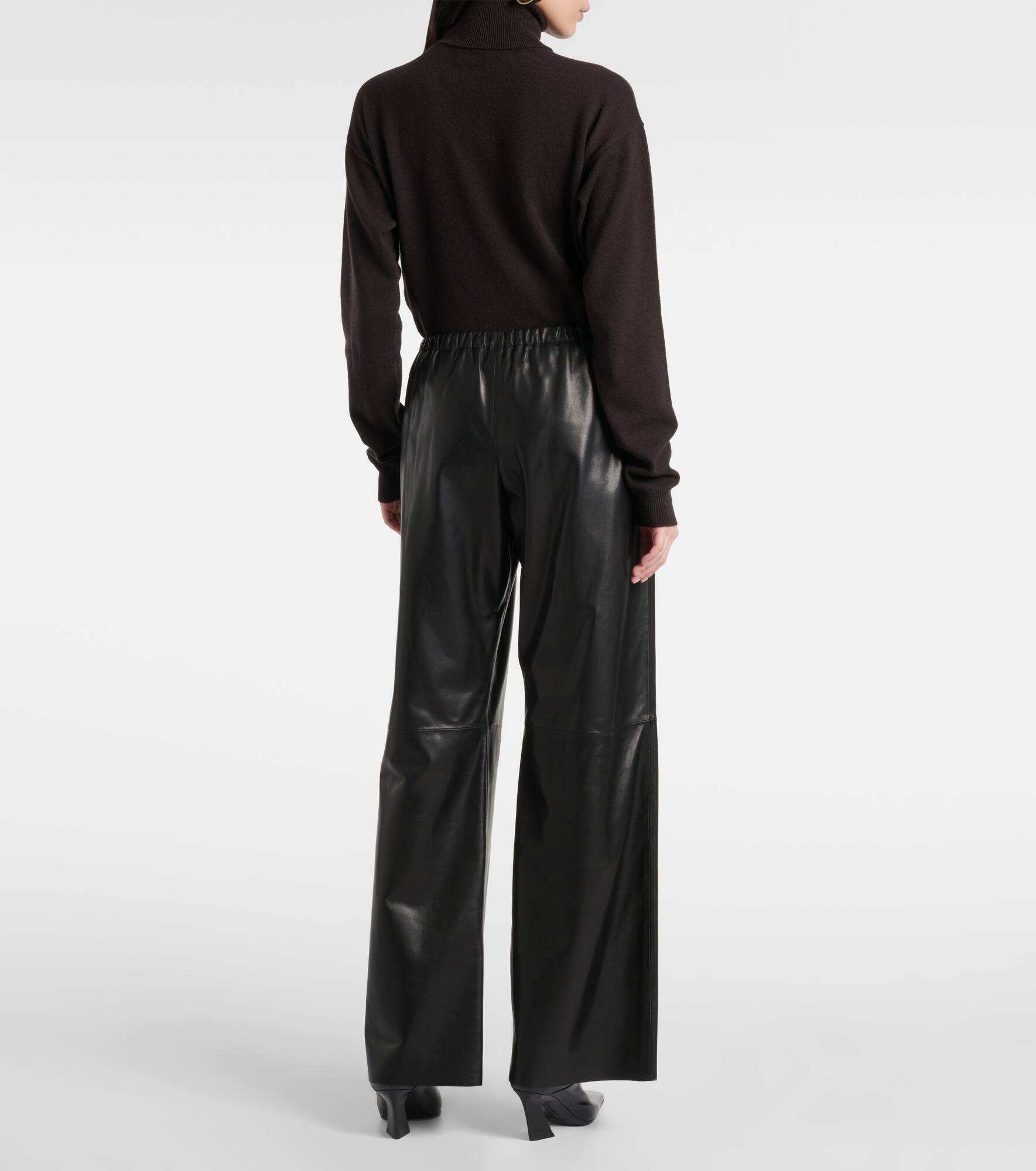 Olan leather wide-leg pants - 3