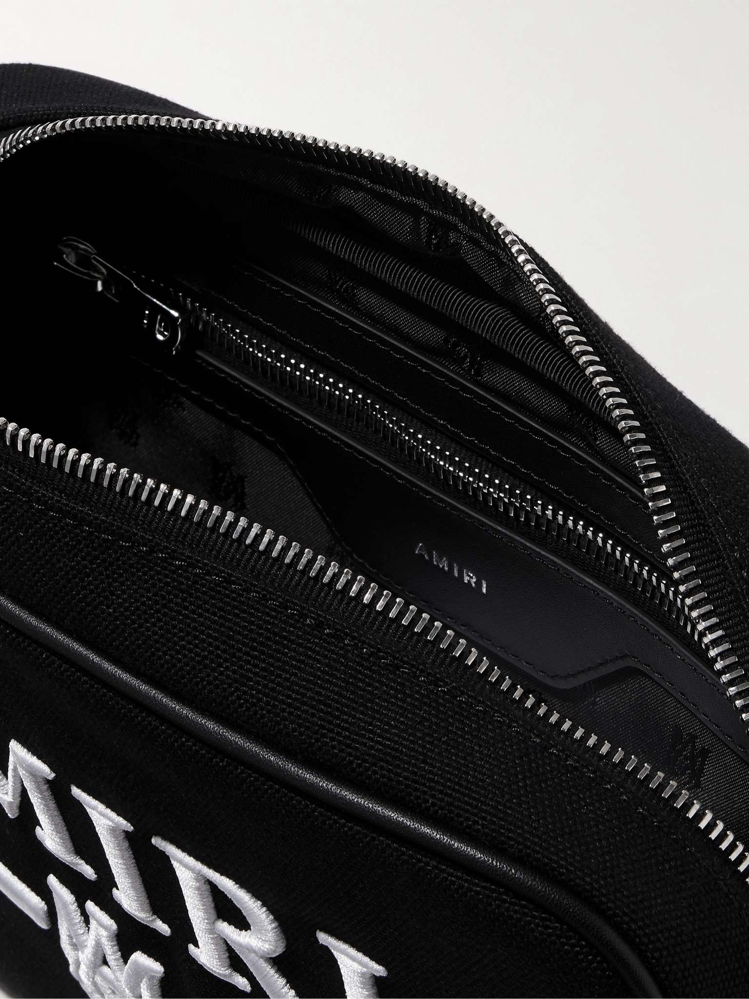 Leather-Trimmed Logo-Embroidered Canvas Messenger Bag - 3