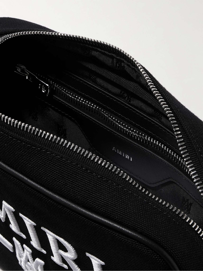 Leather-Trimmed Logo-Embroidered Canvas Messenger Bag 3