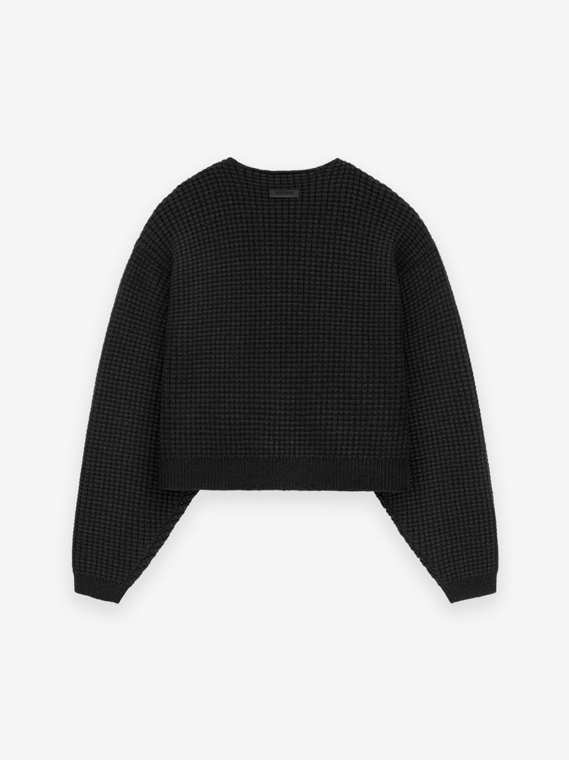 ESSENTIALS Womens Heavy Waffle Cropped Crewneck outlook