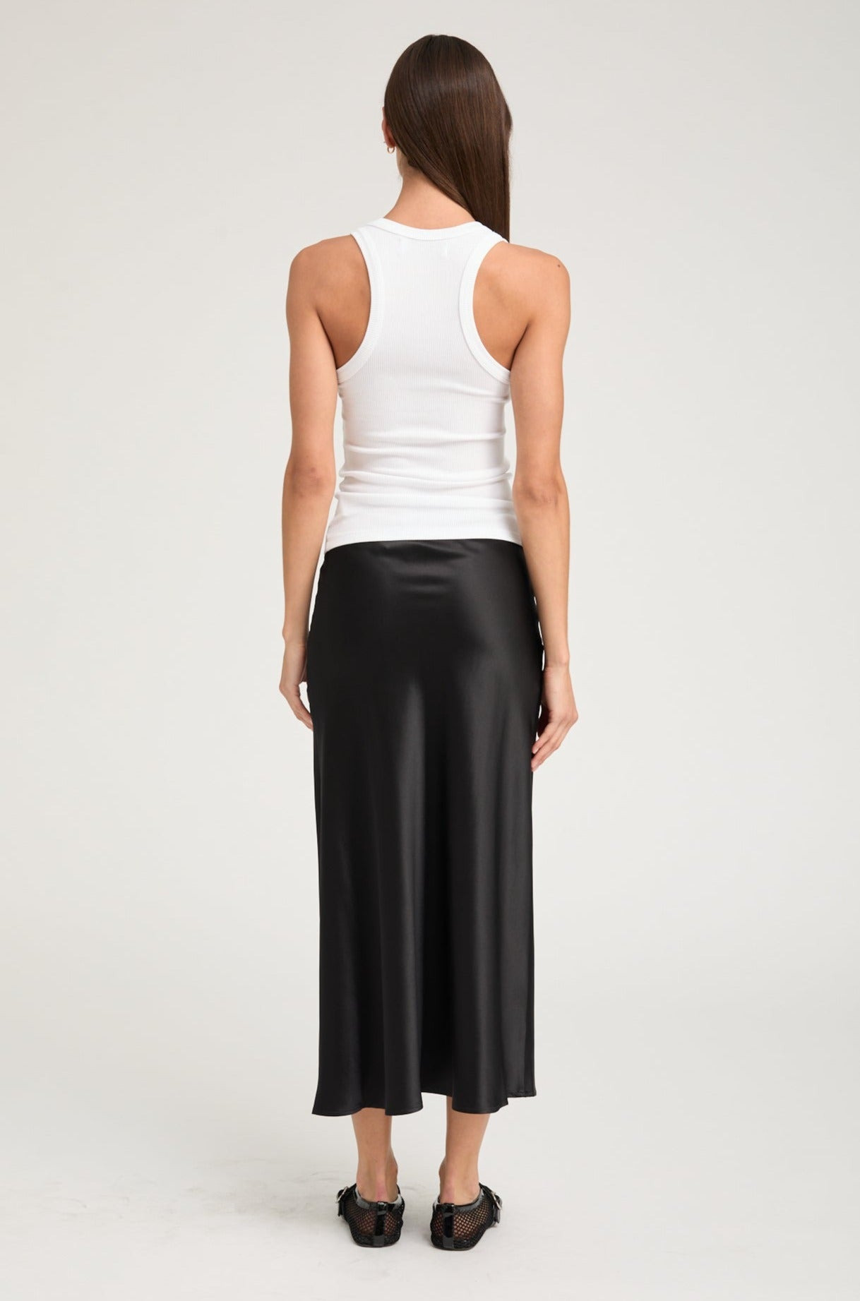 BLACK SILK BIAS MAXI SKIRT - 3