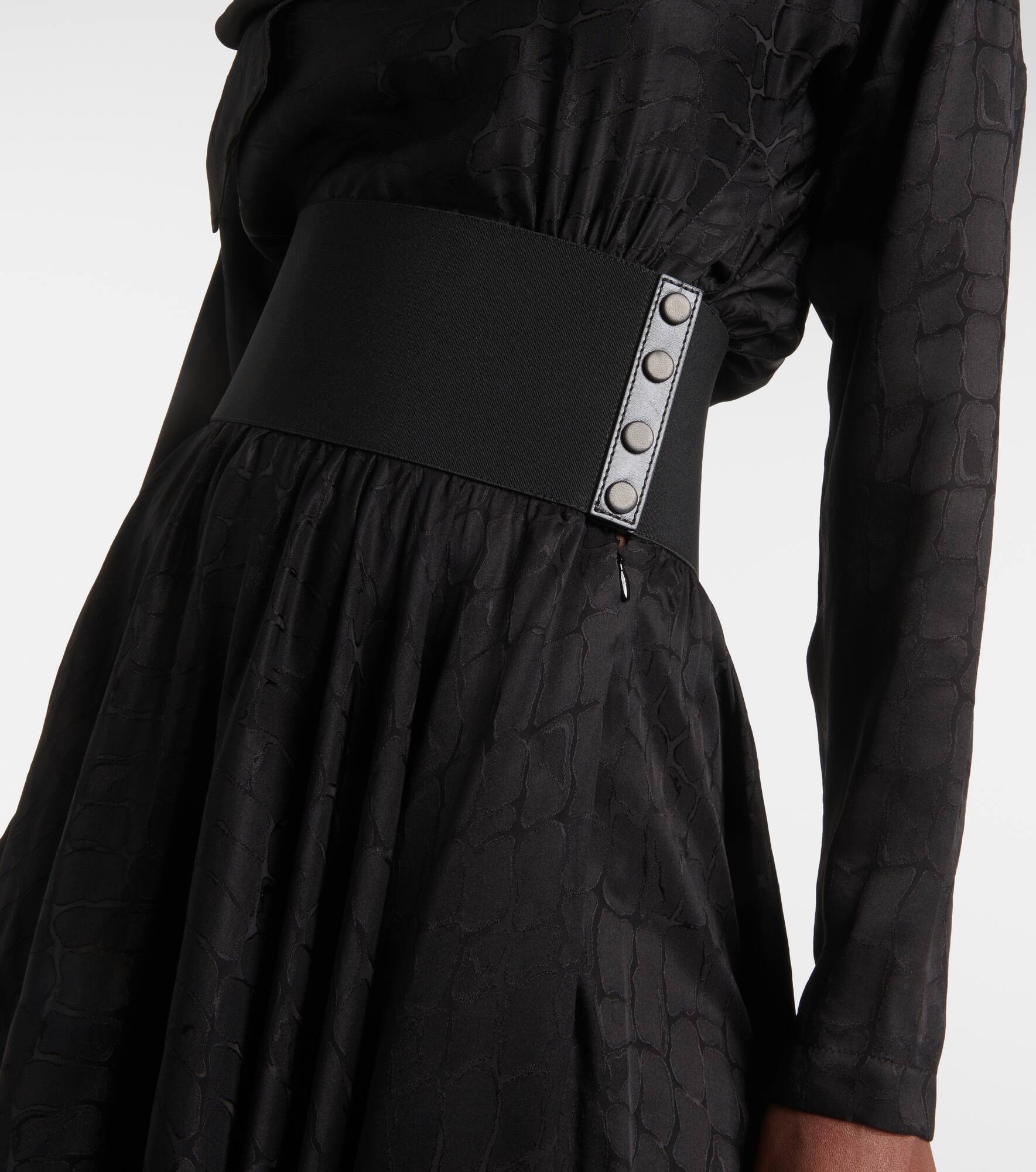 Tie-neck silk-blend midi dress - 6