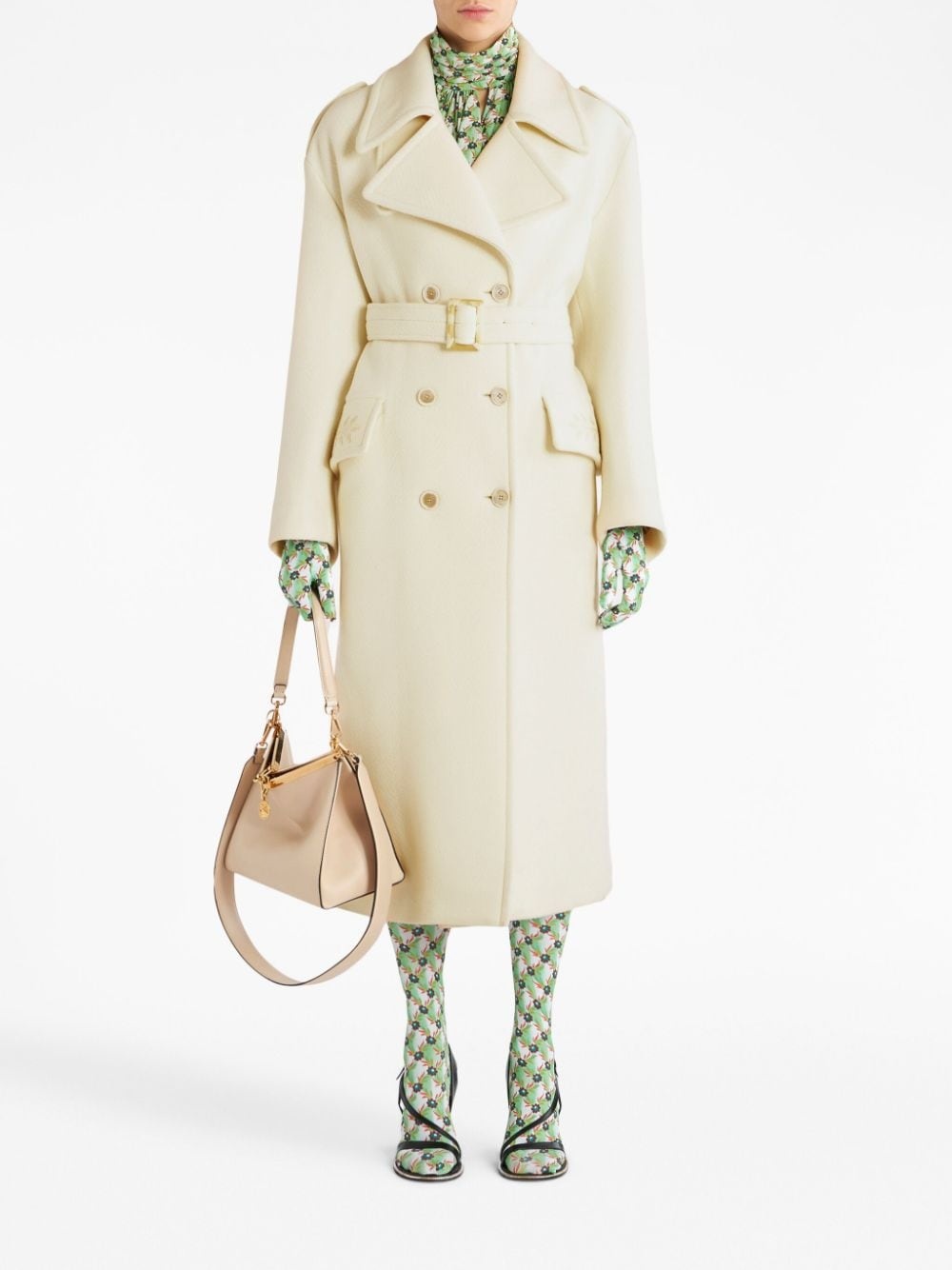 belted-waist double-breasted coat - 2